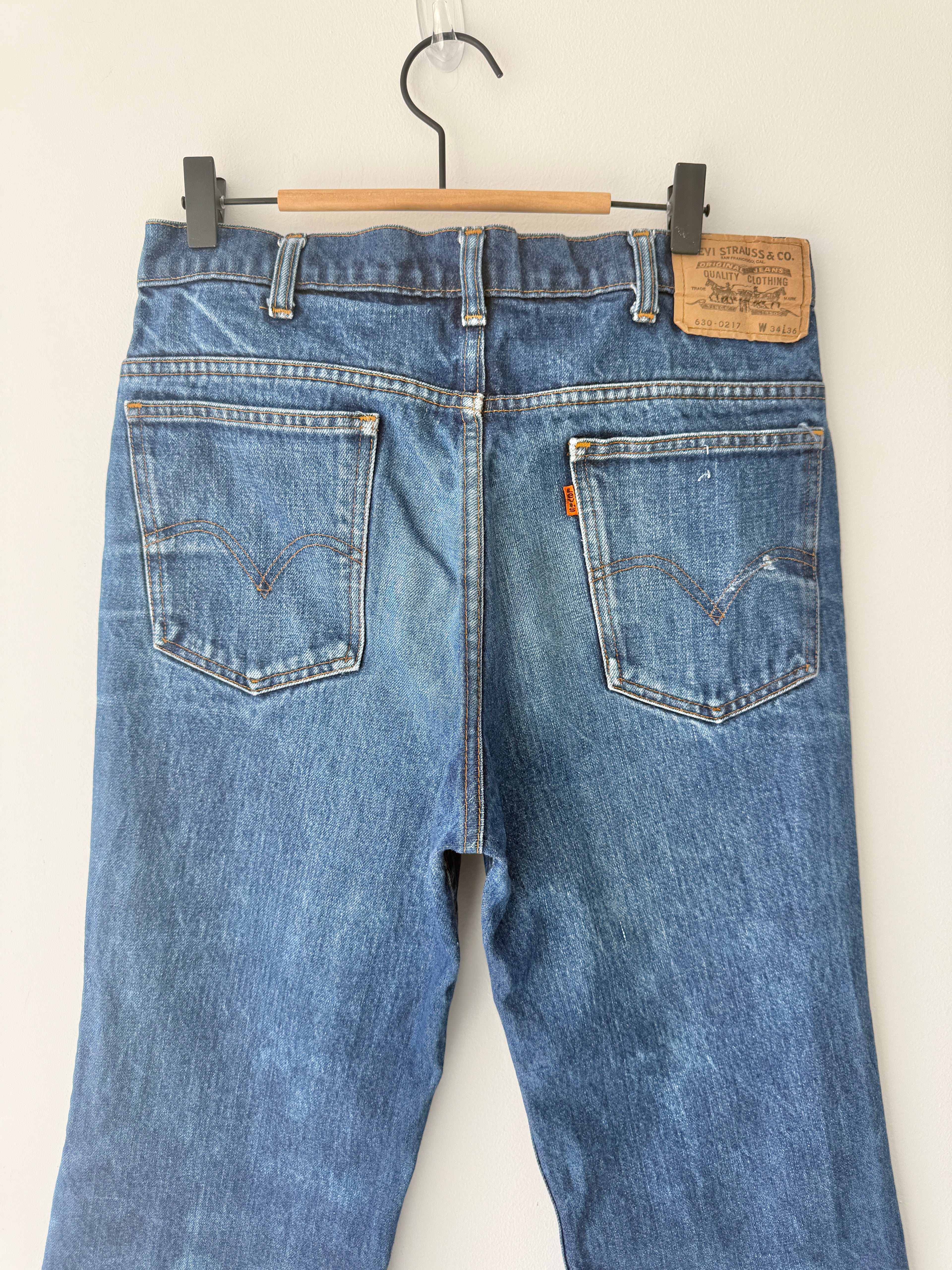 W31 L29 vintage Levis 630 30/31” measured waist dark faded blue 630s 80s   Orange tab