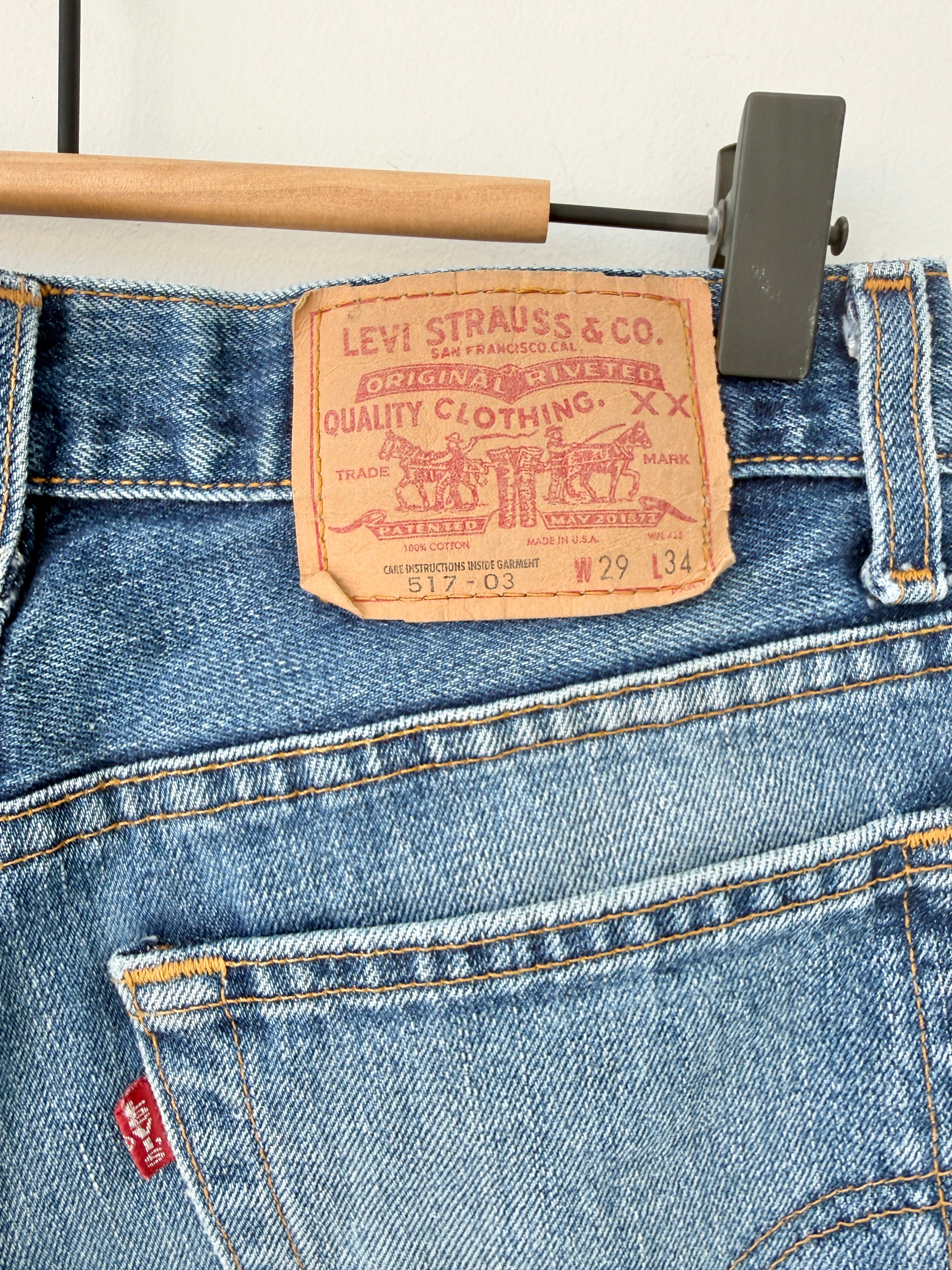 W26 L28 vintage Levis 517 26” measured dark faded blue denim Y2K Levi’s 517s wallet mark