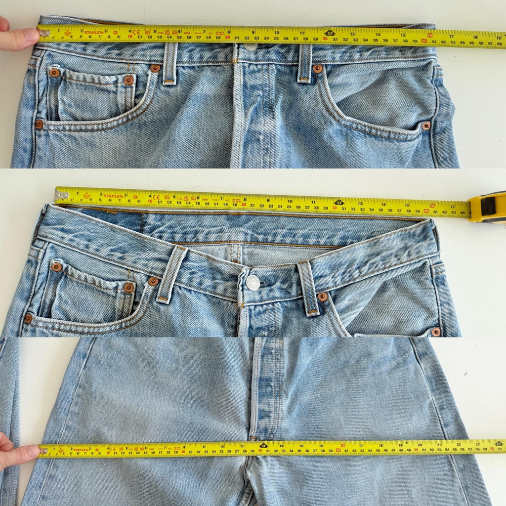 W31 L30 Levis 501 vintage 31” measured waist faded blue 90s made in USA hol