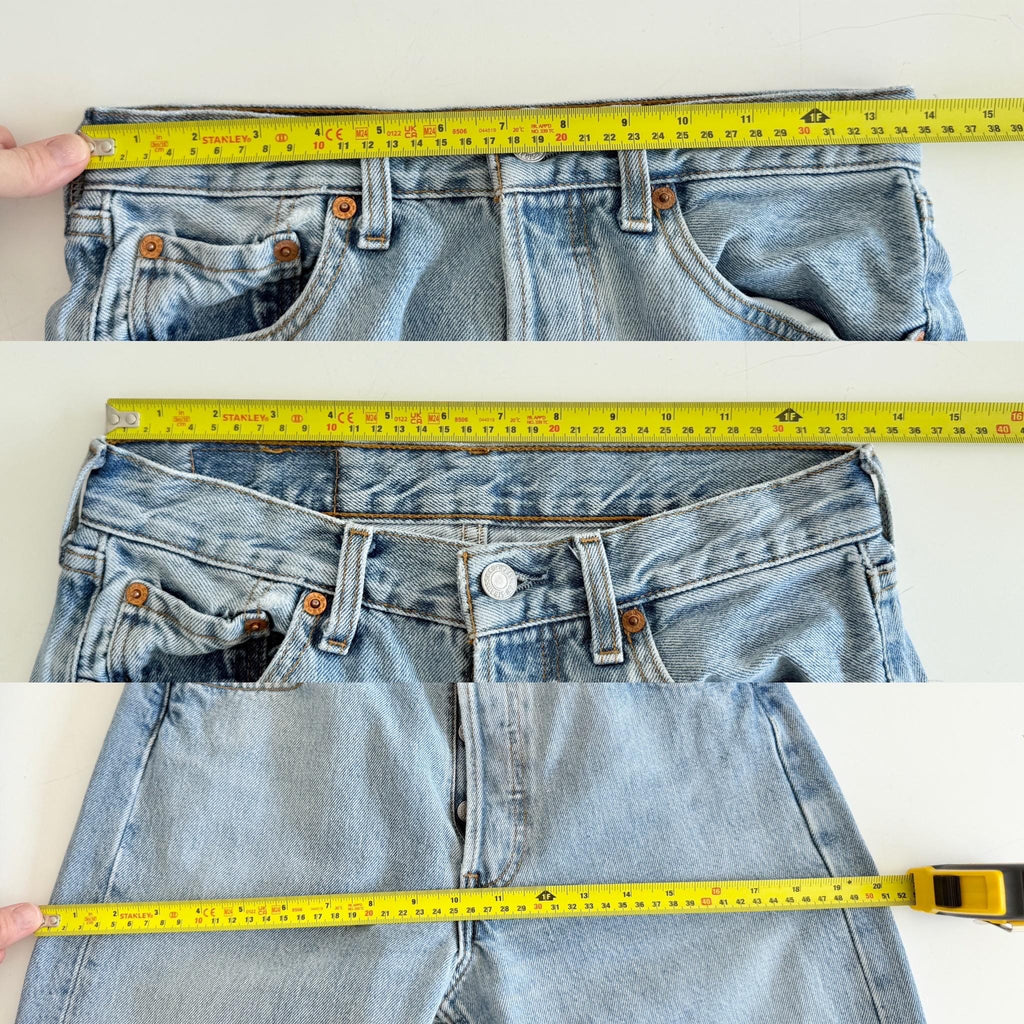 W27 L29 Levis 501 vintage 26-27” measured waist light faded blue 501s made in France 90s