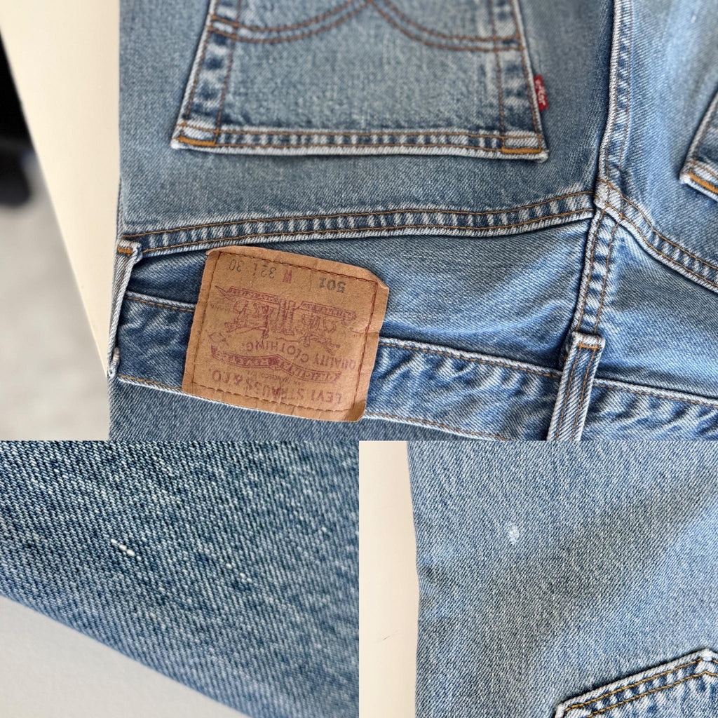 w30 L29 Levis 501 vintage 29-30” waistmedium blue 501s made in Canada for women 90s straight leg jeans 501