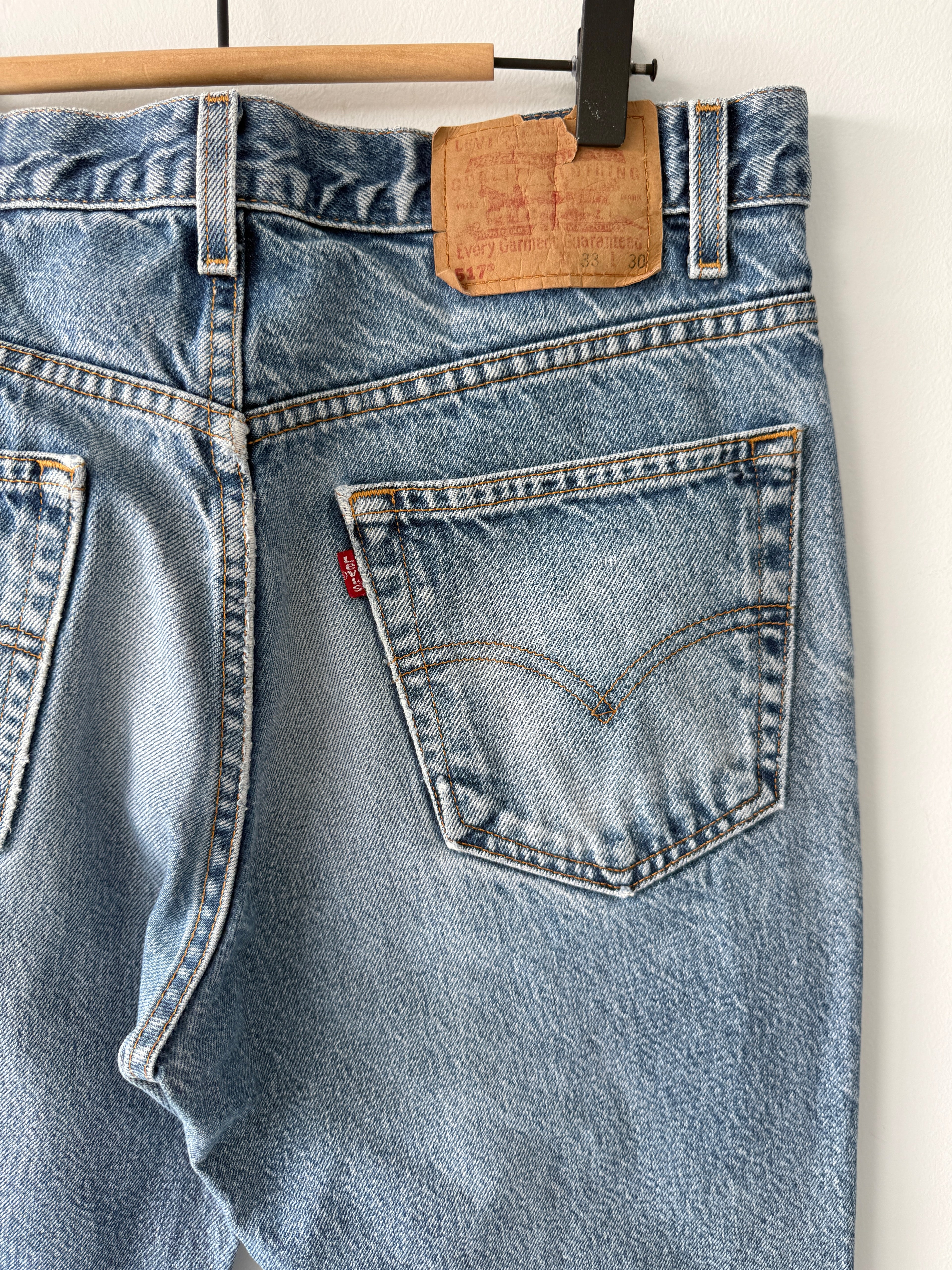 W30 L30 vintage Levis 517 30” measured waist dark faded blue 517s amazing Wallet mark