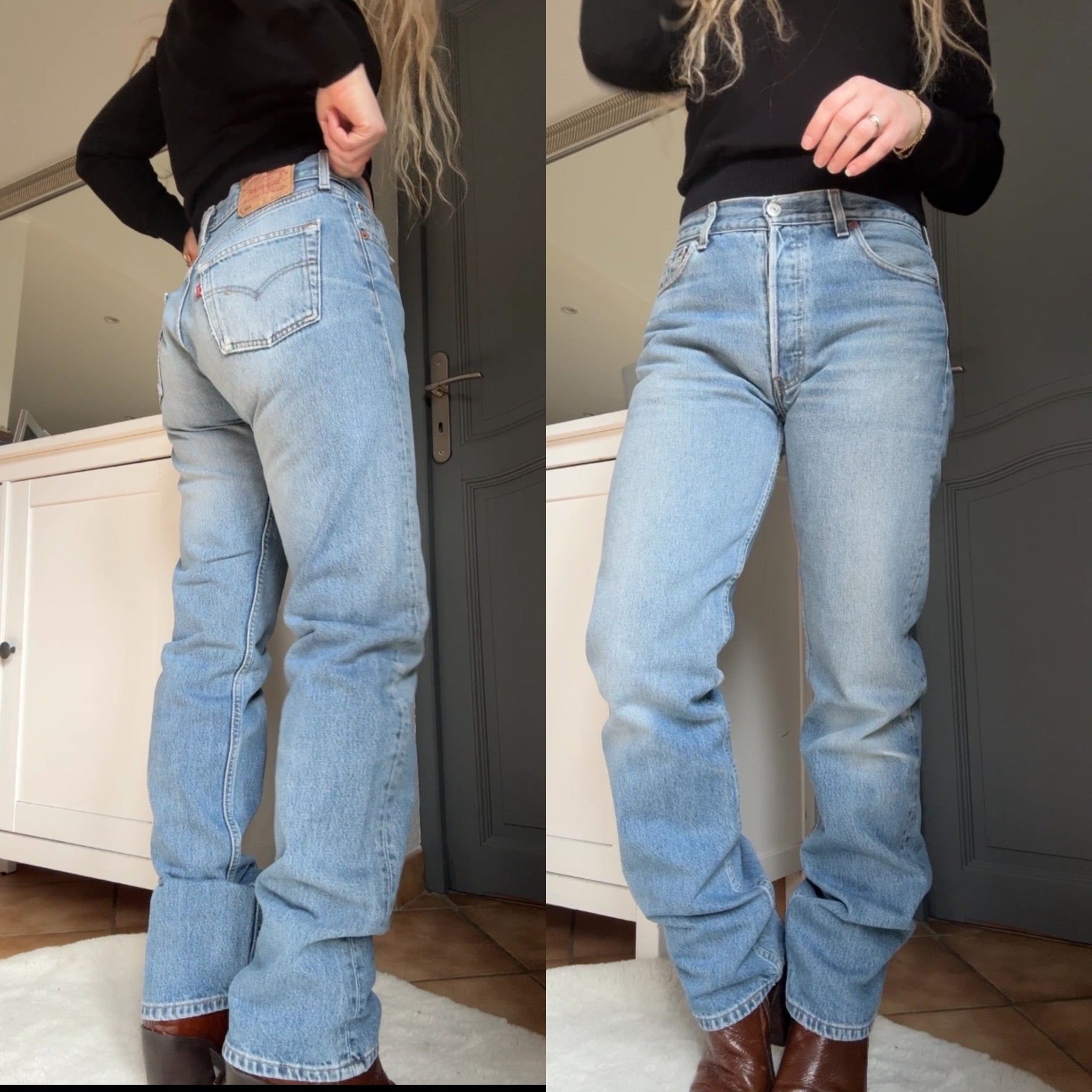 W29 L33 vintage Levis 501 29” measured medium faded whiskers blue Y2K Levi’s 501s