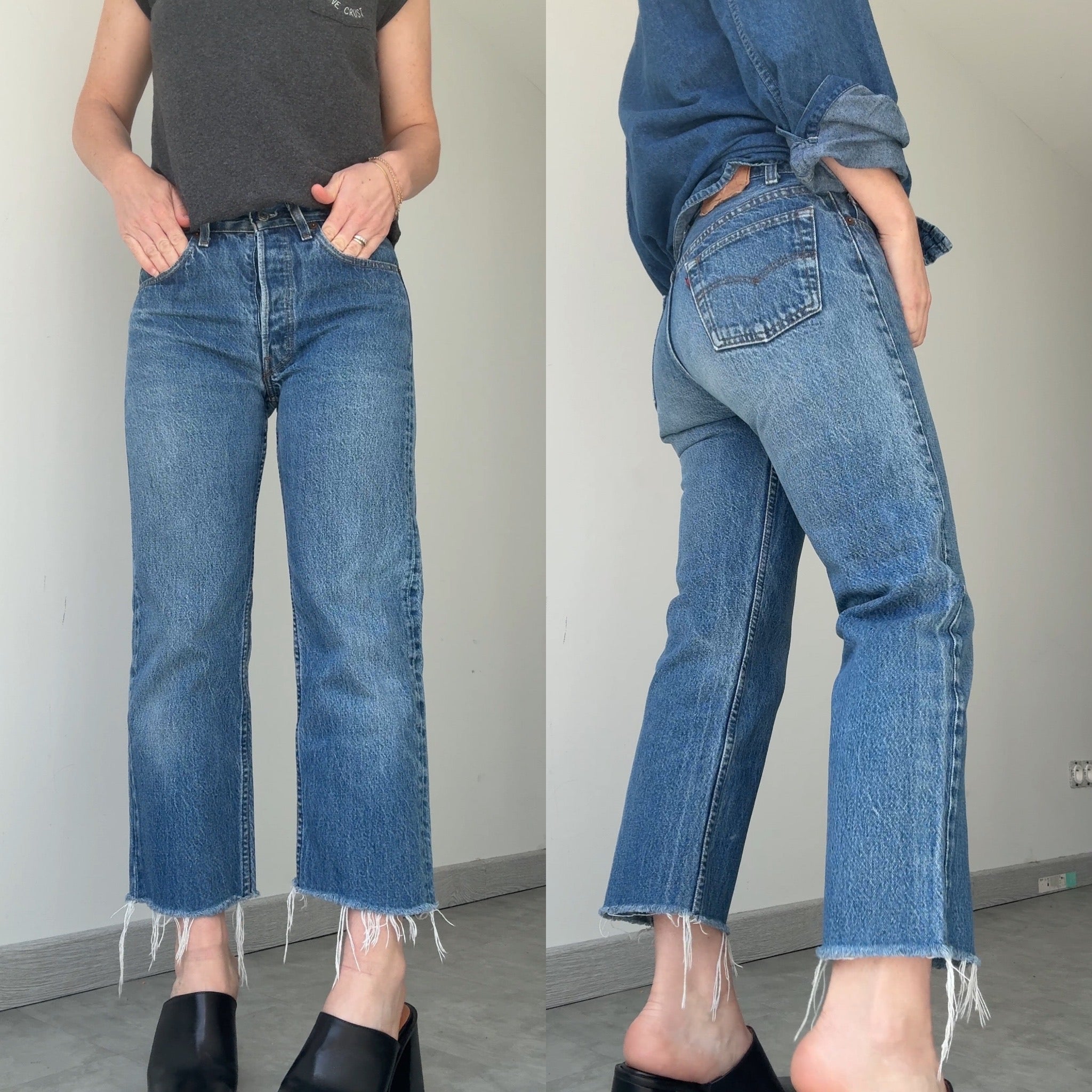 W26 L24 vintage Levis 501 25/26” dark blue faded Levi’s 501s USA 80s