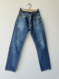 W26 L30 vintage Levis 501 25/26” measured waist dark faded blue 501s Y2K