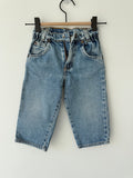 Kids Age 24 months vintage Levis 17” measured waist medium blue faded 90s denim