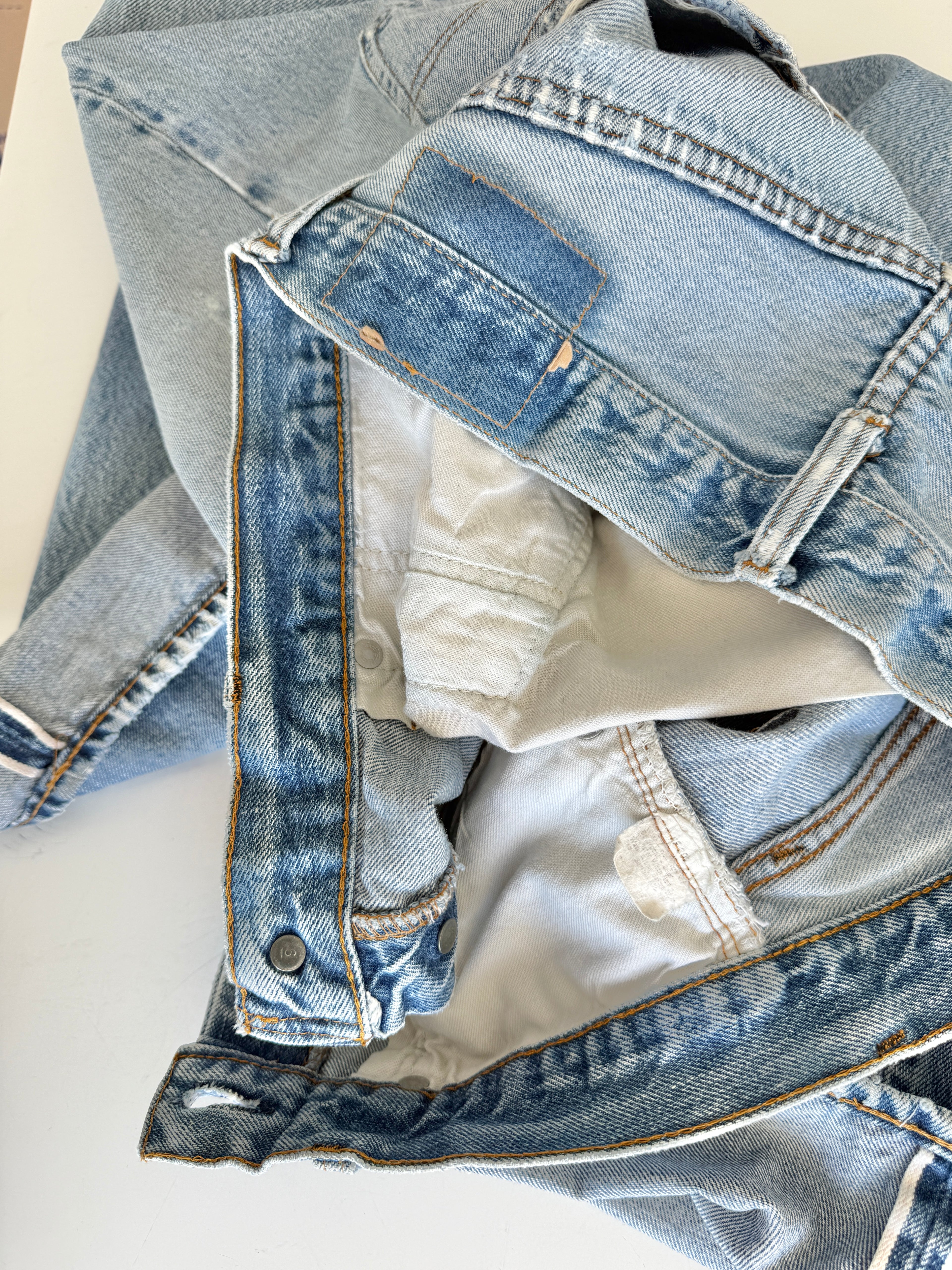 W32 L31 selvedge vintage Levis 501 31/32” measured light blue denim 70s Levi’s 501s USA