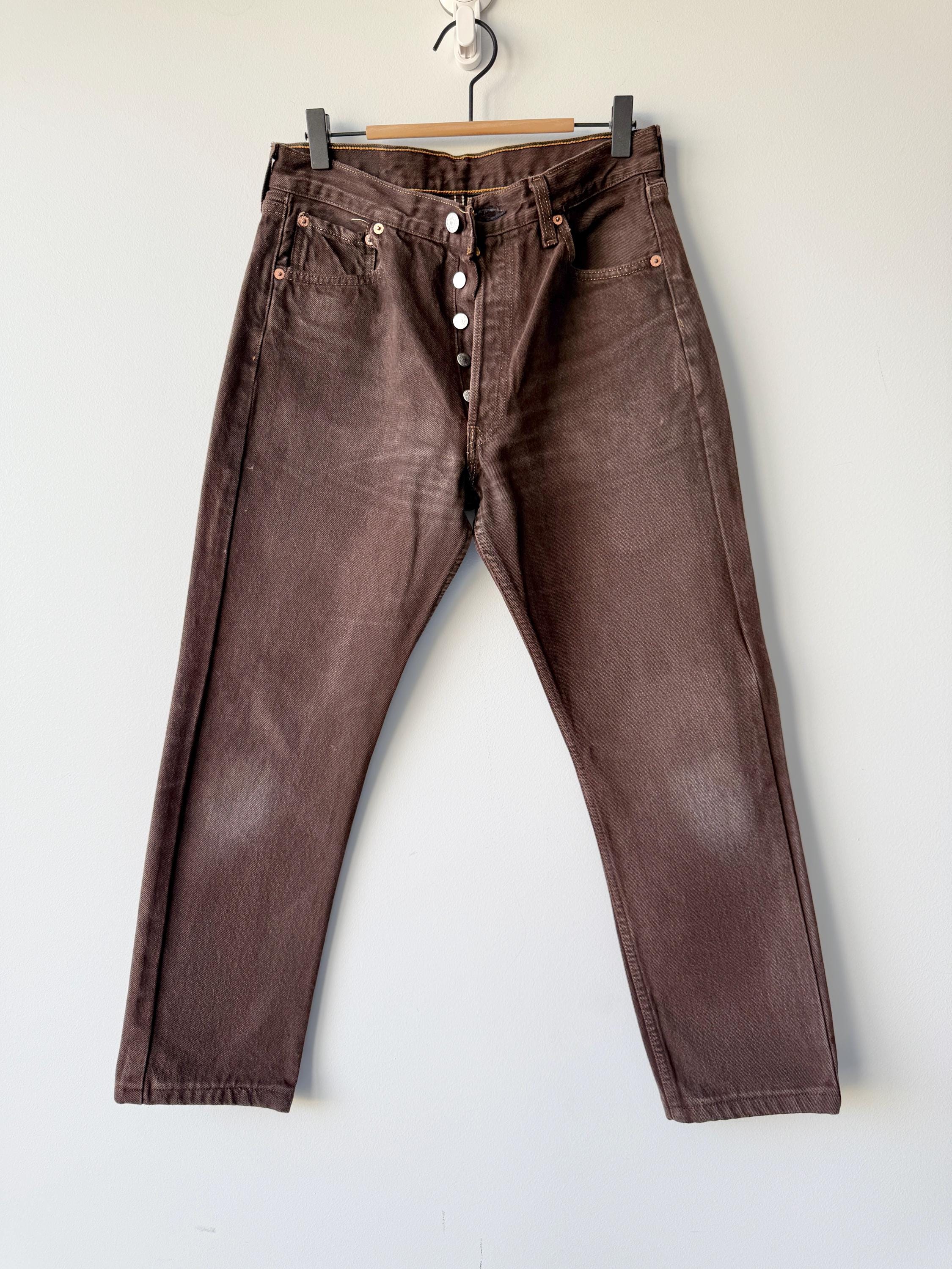 W28 L26.5 vintage Levis 501 27-28” measured brown made in USA 90s