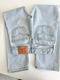 W23 L28 Levis 501 vintage 22-23” waist light blue 501s made in France 90s