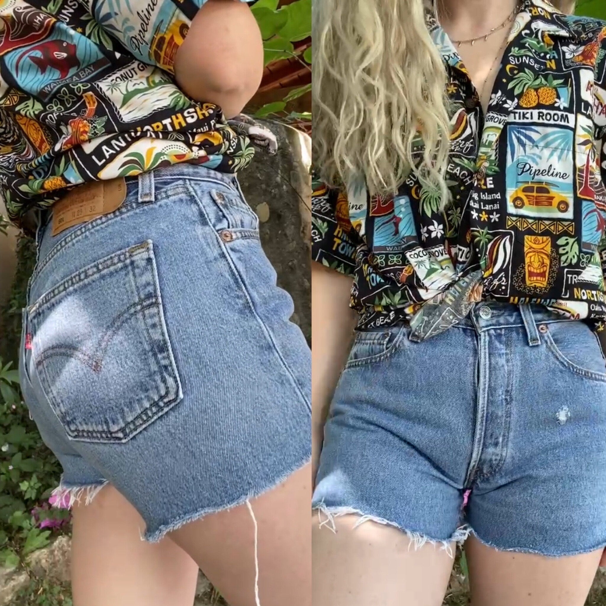 w27 Vintage Levi’s 501 button shorts  medium blue wash