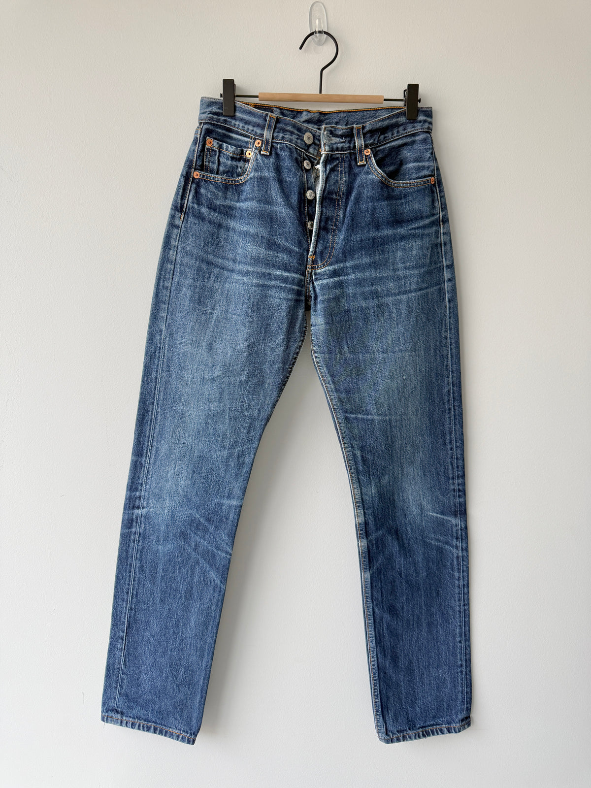 W27 L32 vintage Levis 501s 26/27” measured indigo blue faded  90s 501s