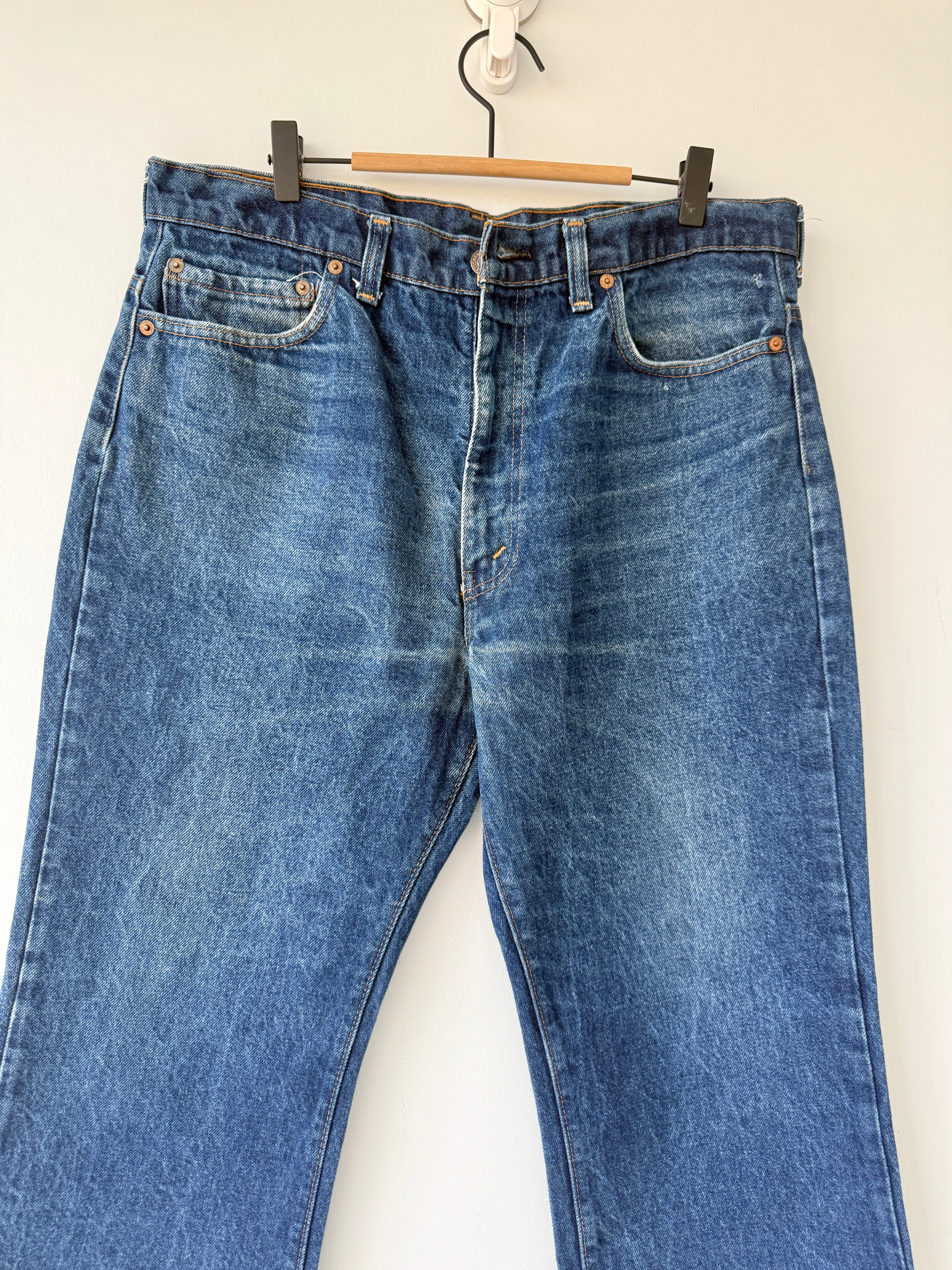 W34 L26 vintage Levis 517 34” measured light blue fade denim 90s Levi’s 517s USA