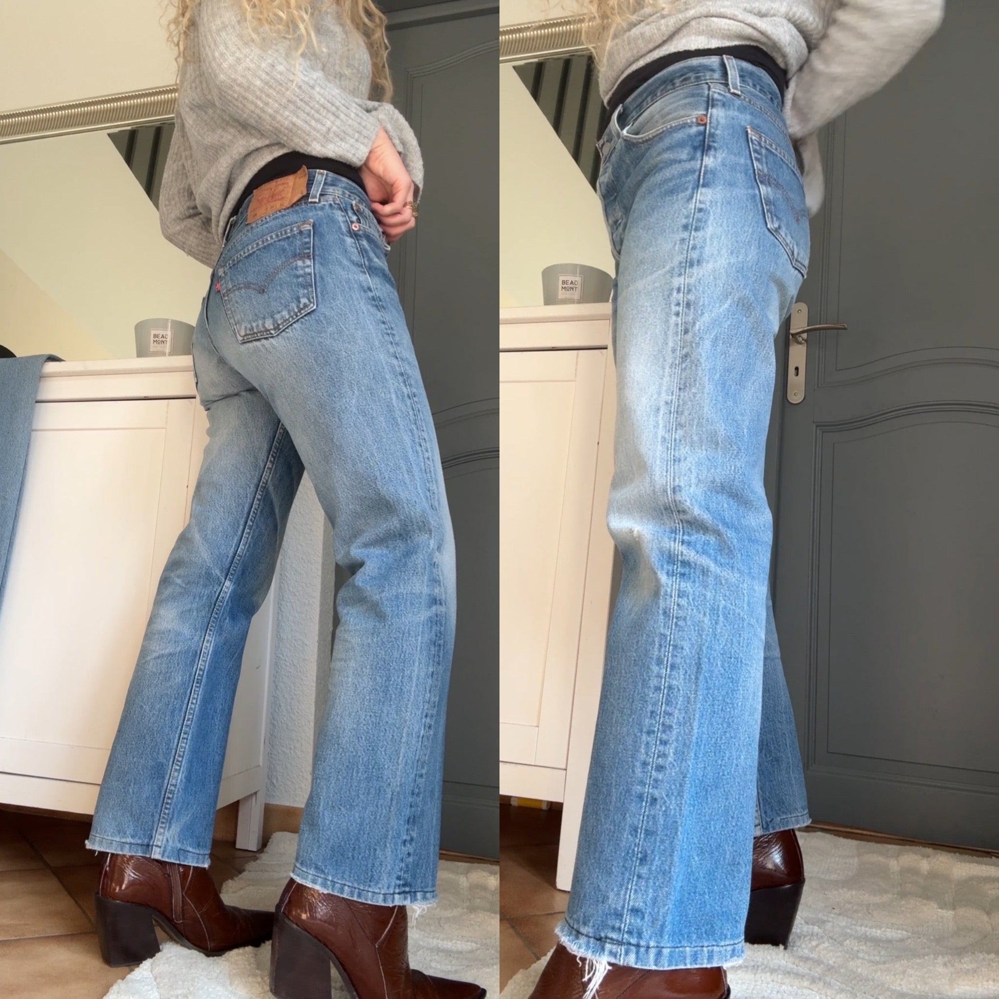 W29 L27 vintage Levis 501 28-29” dark faded whiskers blue 90s Levi’s 501s