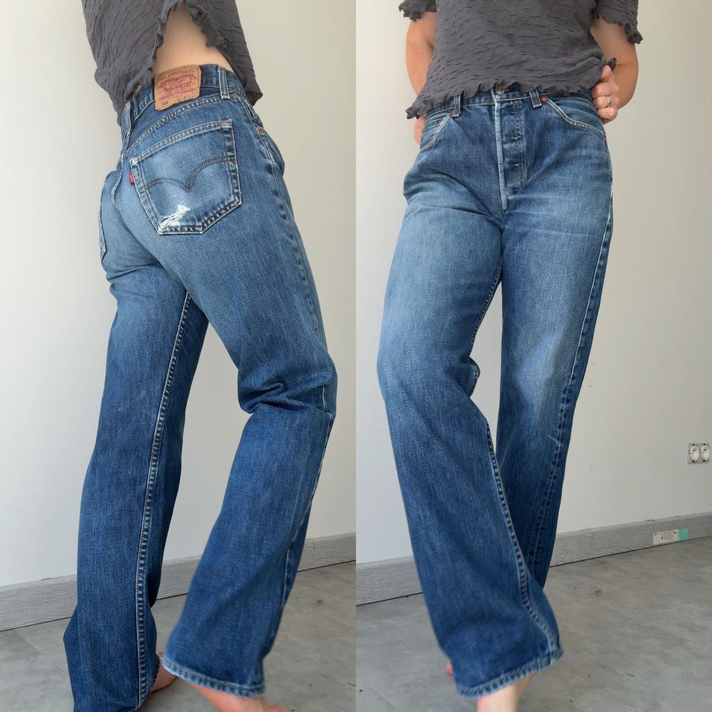 W30 L29 vintage Levis 501 29/30” measured waist faded dark blue 501s Y2K denim