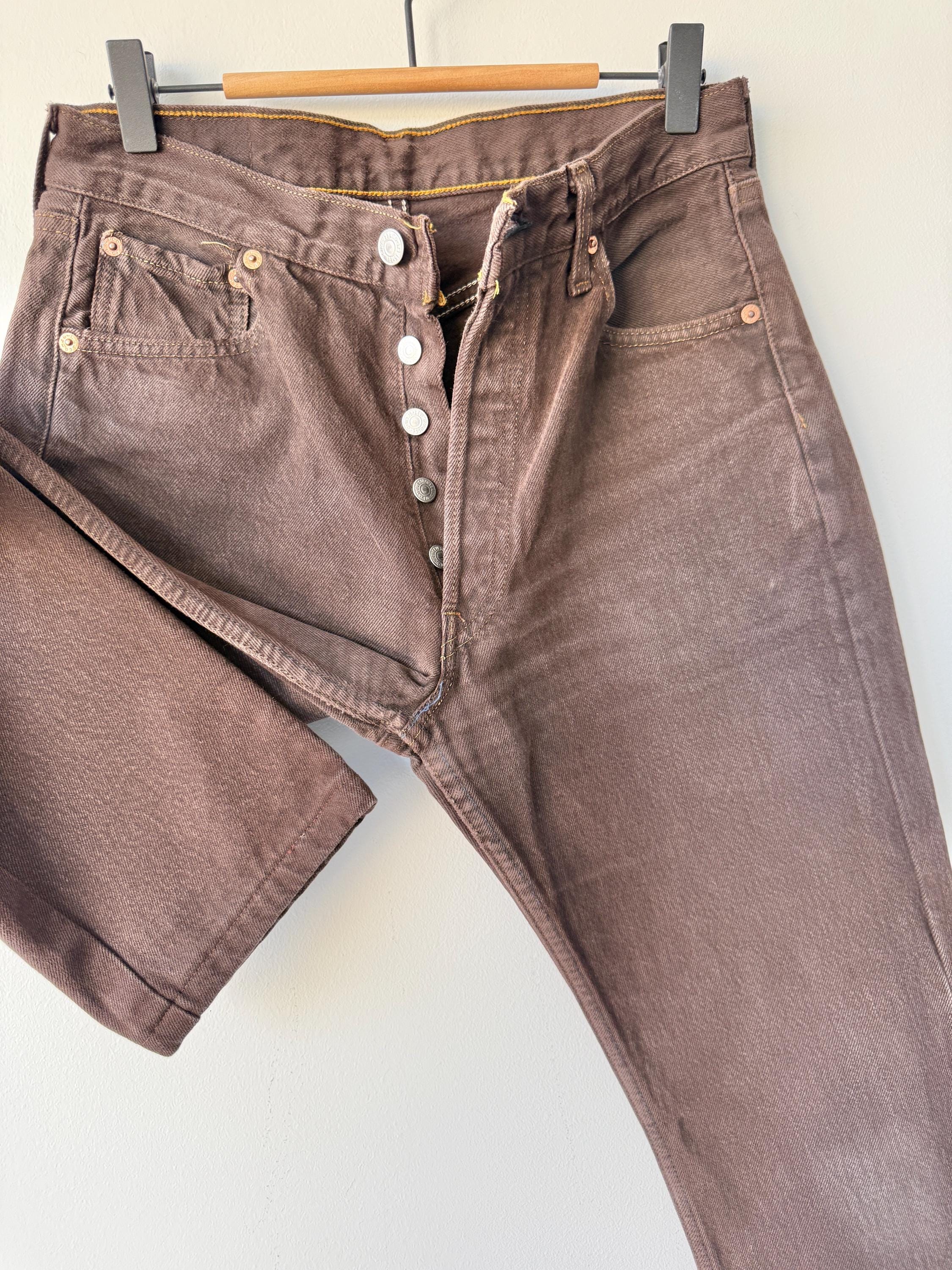 W28 L26.5 vintage Levis 501 27-28” measured brown made in USA 90s