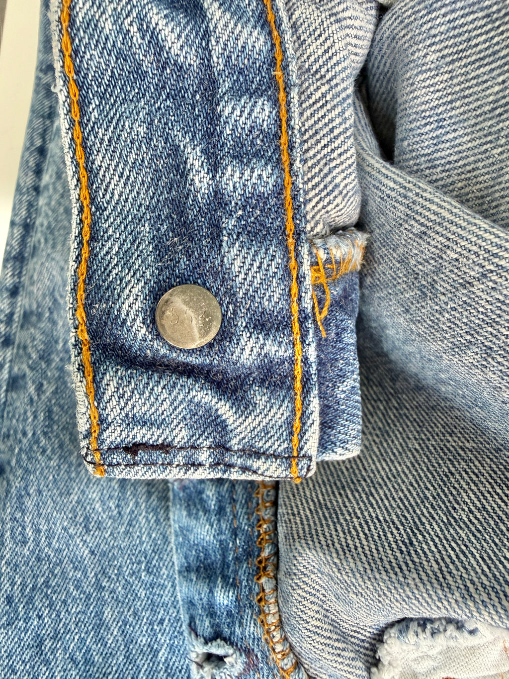 Re done denim W25 L30 vintage Levis 501 medium blue 23/25” measured waist 501s 80s USA