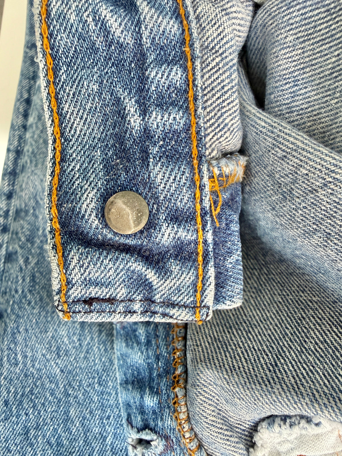Re done denim W25 L30 vintage Levis 501 medium blue 23/25” measured waist 501s 80s USA