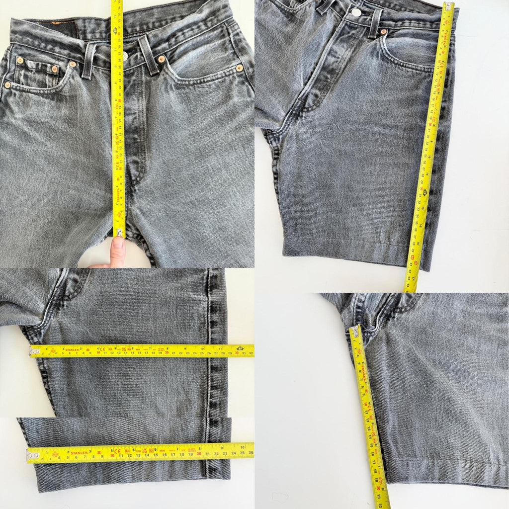 W26 Levis 501 vintage 25-26” waist black faded 501s made in USA for women 90s