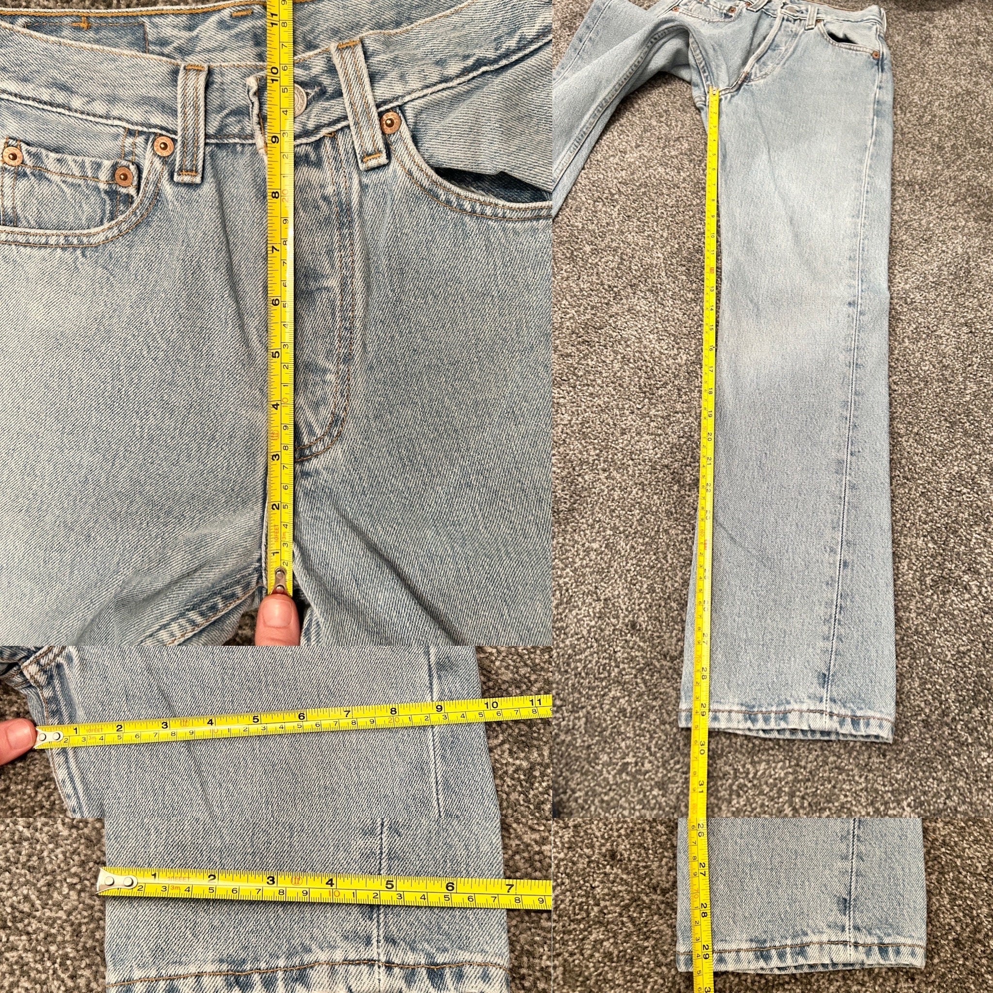 W23 L29 Levis 501 vintage light blue  stone wash faded blue made in USA 90s denim straight leg 501 vintage Levi’s