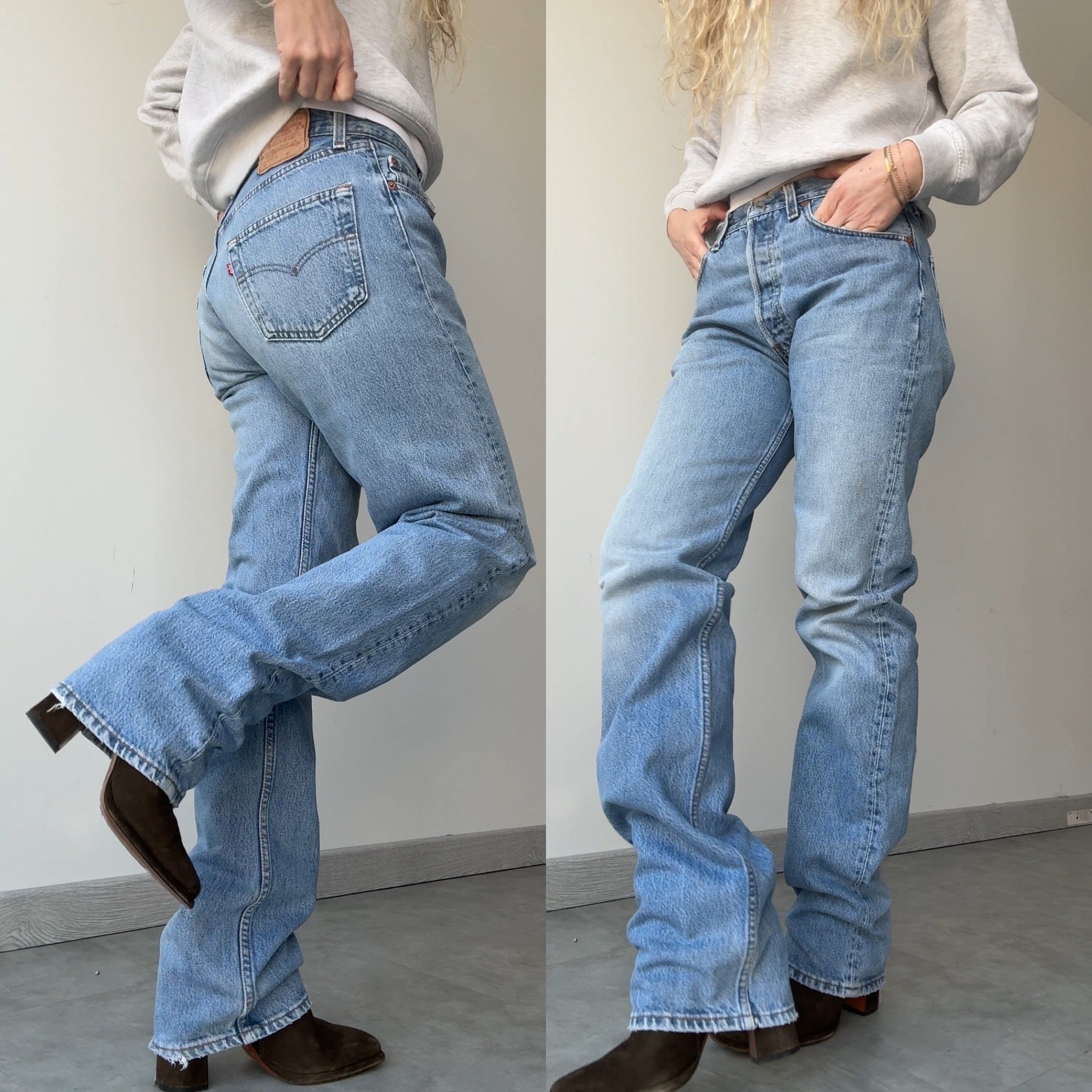 W29 L34 vintage Levis 501 29” measured medium light blue faded 90s denim Levi’s 501s USA