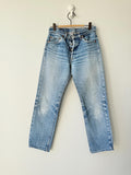 W27 L28 vintage Levis 501 27” measured whiskers faded dark blue made in 80s