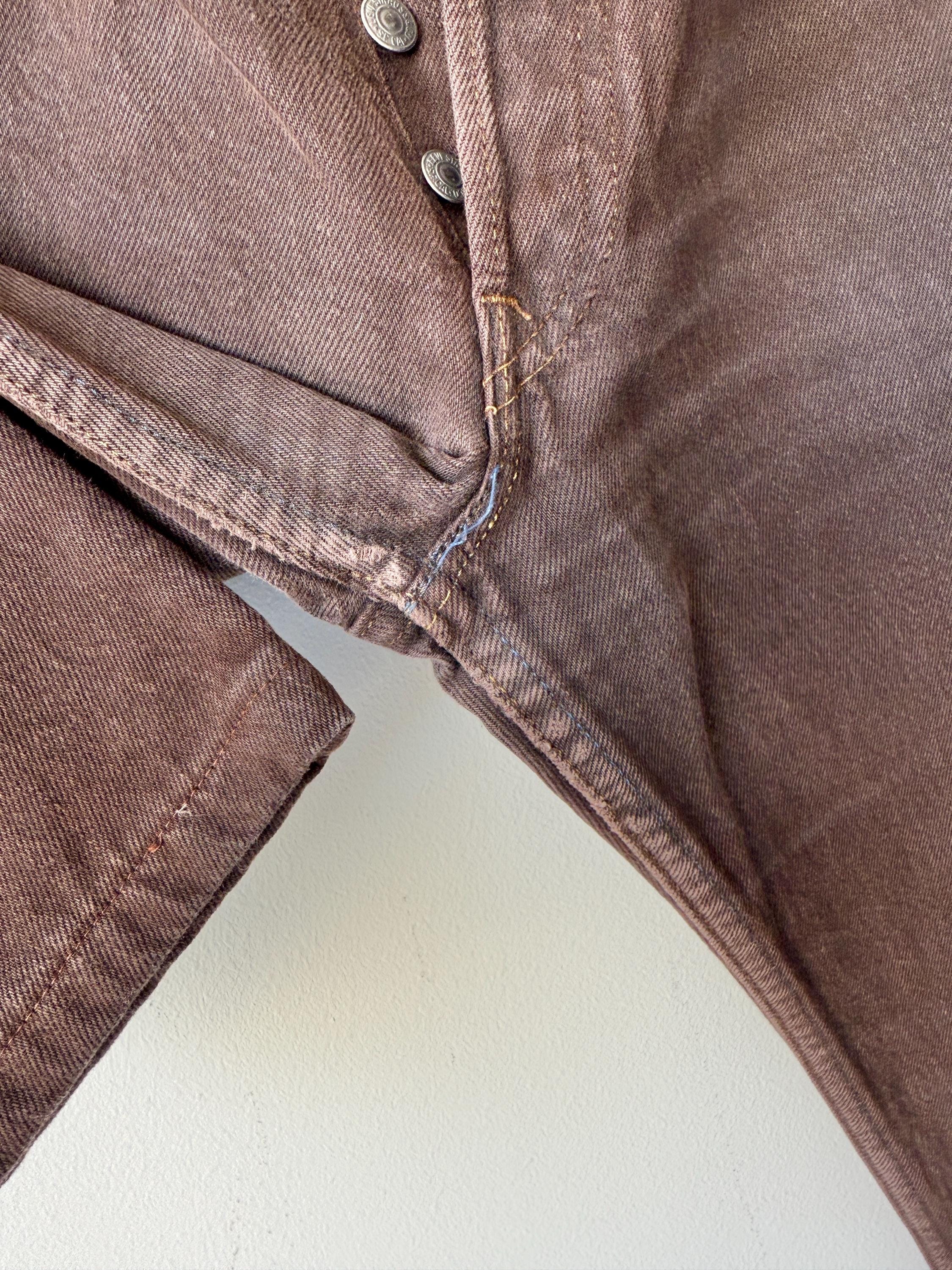 W28 L26.5 vintage Levis 501 27-28” measured brown made in USA 90s