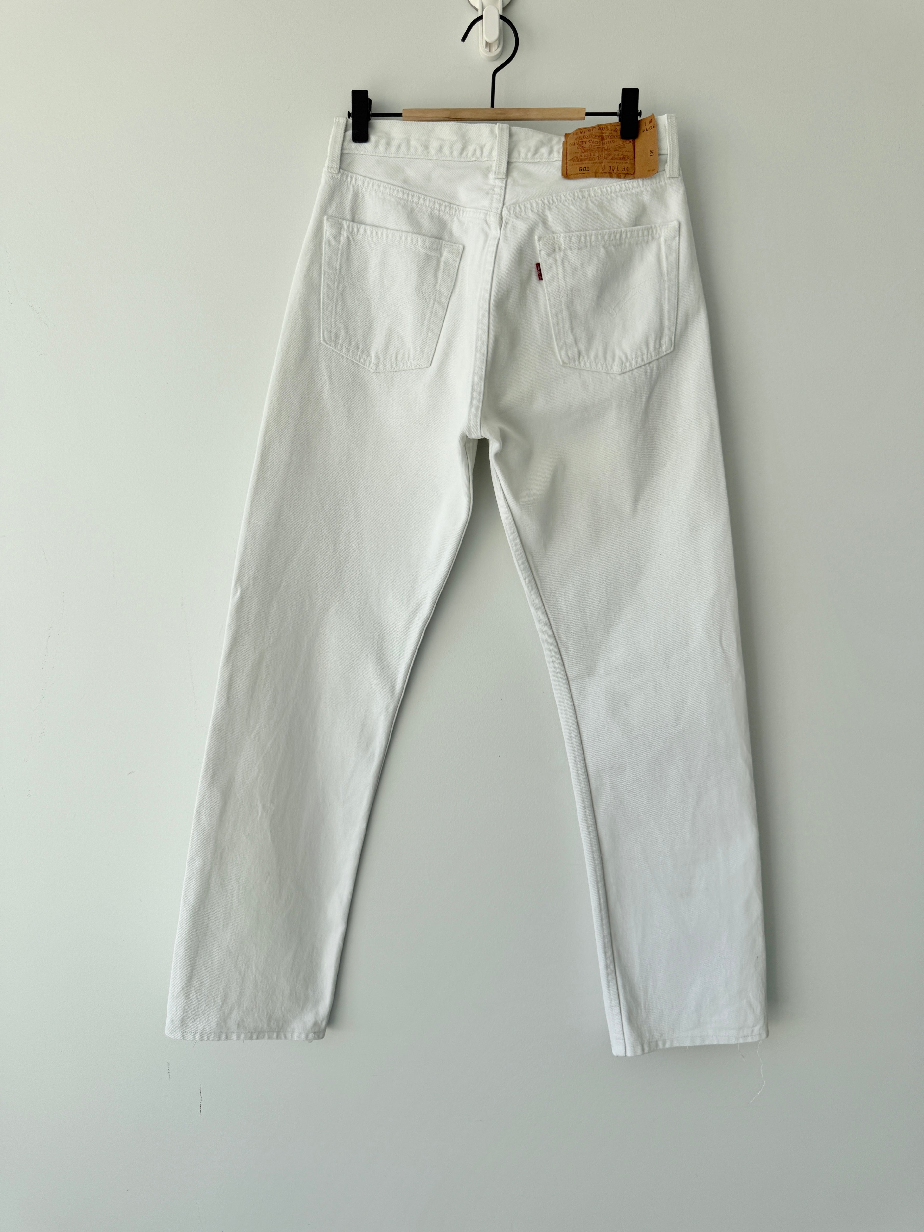 W28 L30 vintage Levis 501 27/28” measured white denim 90s Levi’s 501s USA