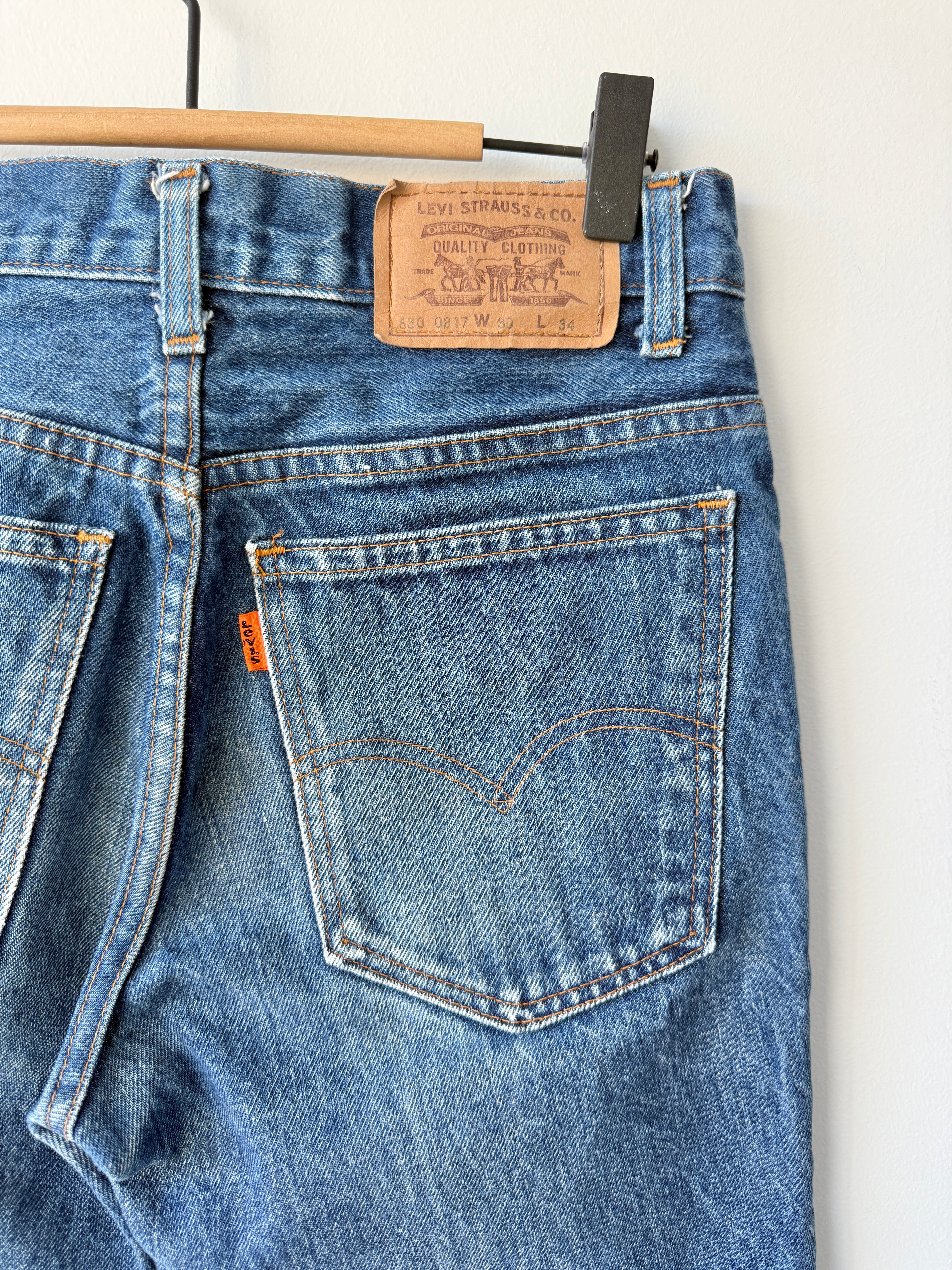 W26 L30 vintage Levis 630 26” measured light faded blue 80s Levi’s 630’s
