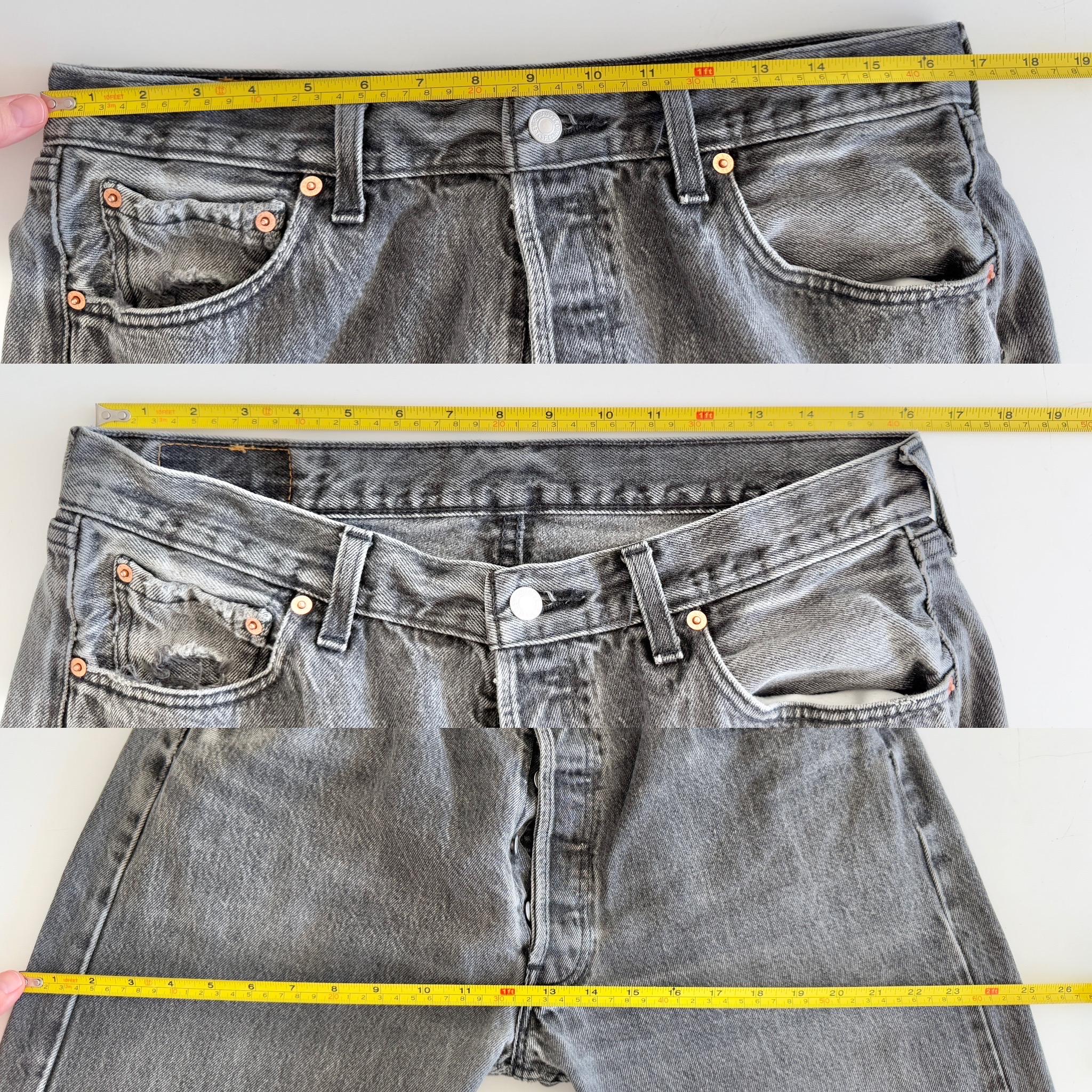 w33 L33 Levis 501 vintage faded  black 90s made in U.K. straight leg jeans 501 32”/33” waist (febuk)