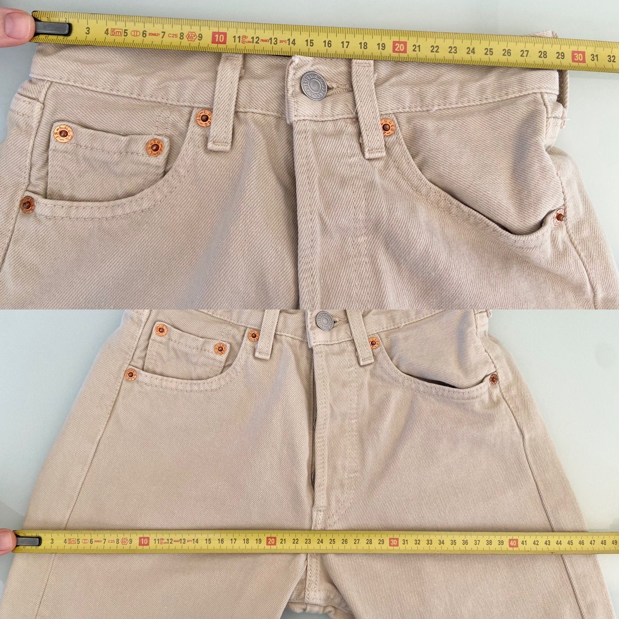 Levis 501 jeans w22 L30 beige denim Levi’s vintage 501 made in France 90s