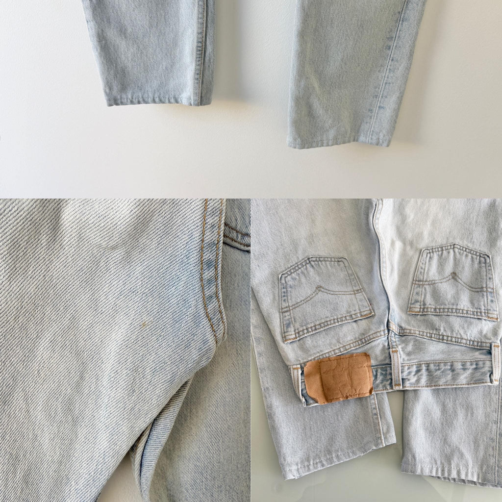 w22 L28 Levis 501 vintage light blue 501s for women tag made in USA 90s straight leg jeans 22”waist