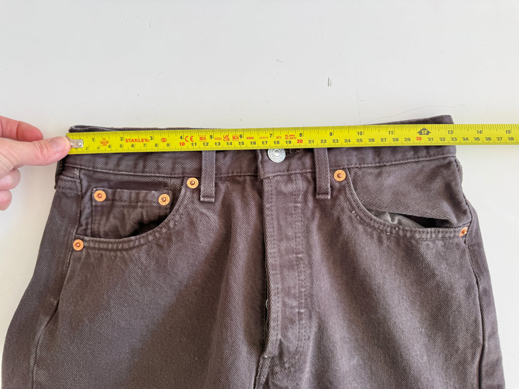 W25 L32 vintage Levis 501 25” measured brown 90s 501s