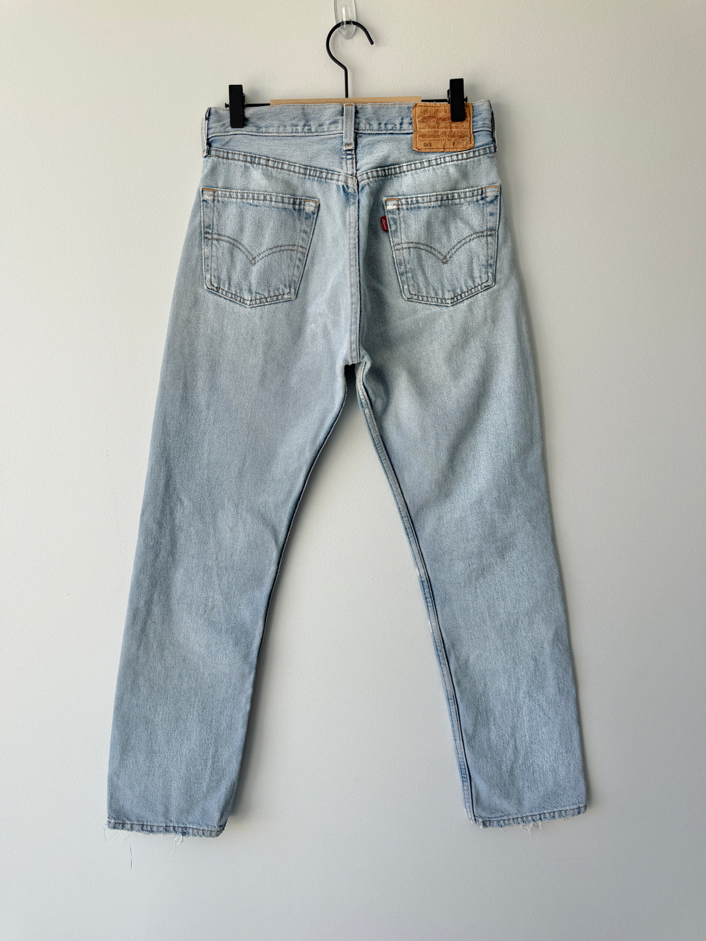 Soft W28 L30 vintage Levis 501s 28” measured light blue 501s 90s USA  distressed