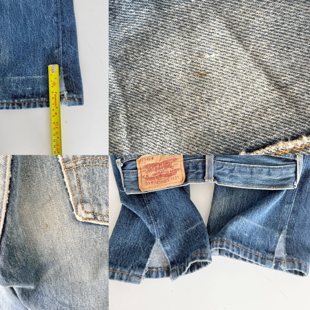 soft Levis 501s  vintage w22/23 L31 dark faded blue 501s made in U.K. 90s straight leg jeans 501 22”/23” waist (mayuk)