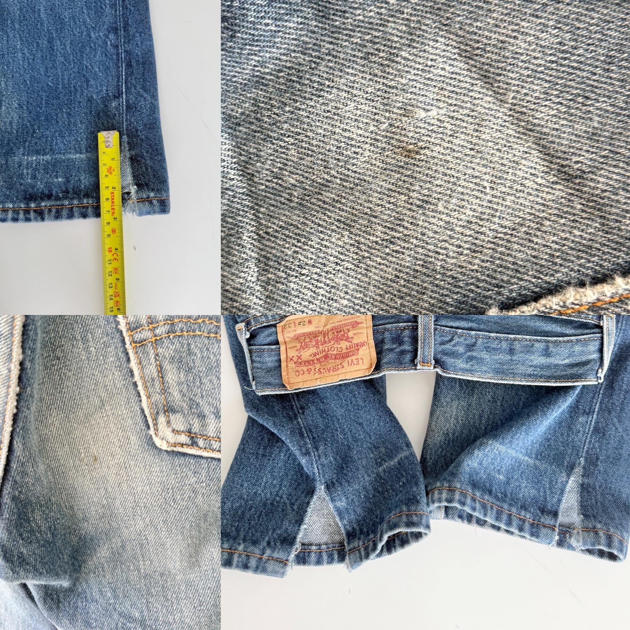 soft Levis 501s  vintage w22/23 L31 dark faded blue 501s made in U.K. 90s straight leg jeans 501 22”/23” waist (mayuk)