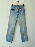 W25 L30 vintage Levis 716 25” measured waist light faded blue USA 70s 716s