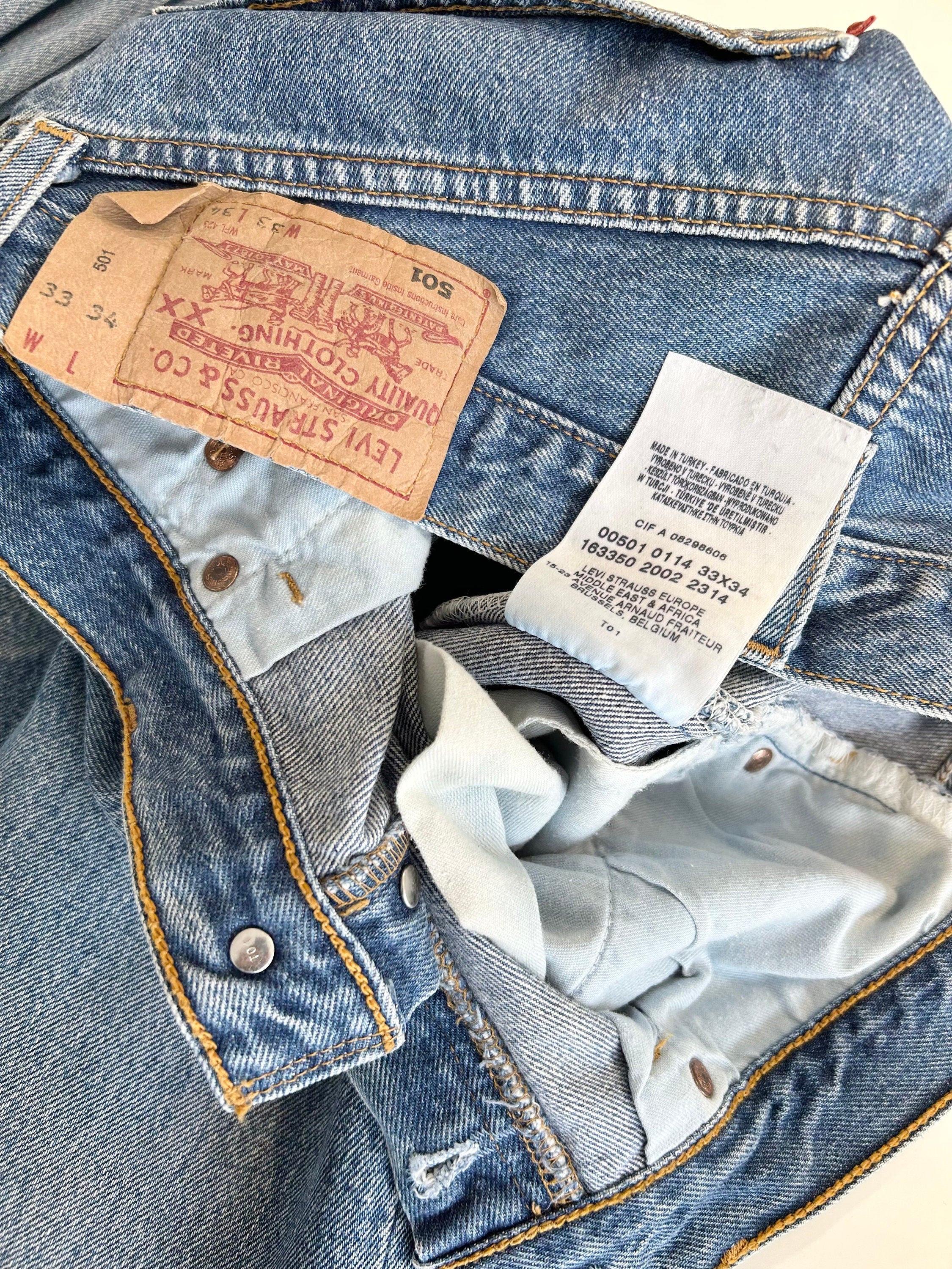 Levis 501 jeans w33 L33 raw blue faded dark blue denim 501 vintage Levi’s faded blue denim 501 vintage