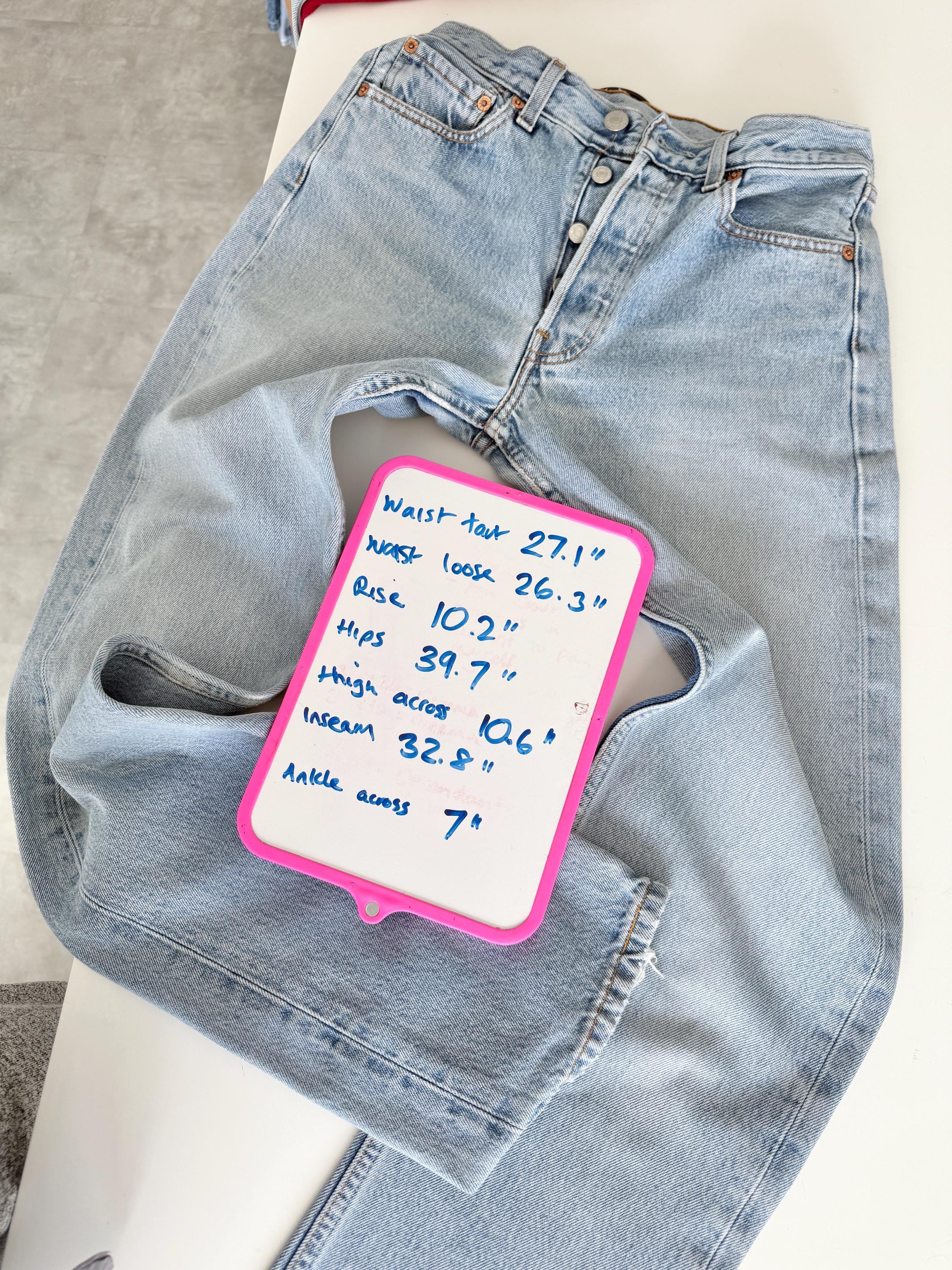 W27 L32 Levis 501 vintage 26-27” measured waist faded light medium blue year 2000 made in turkey new