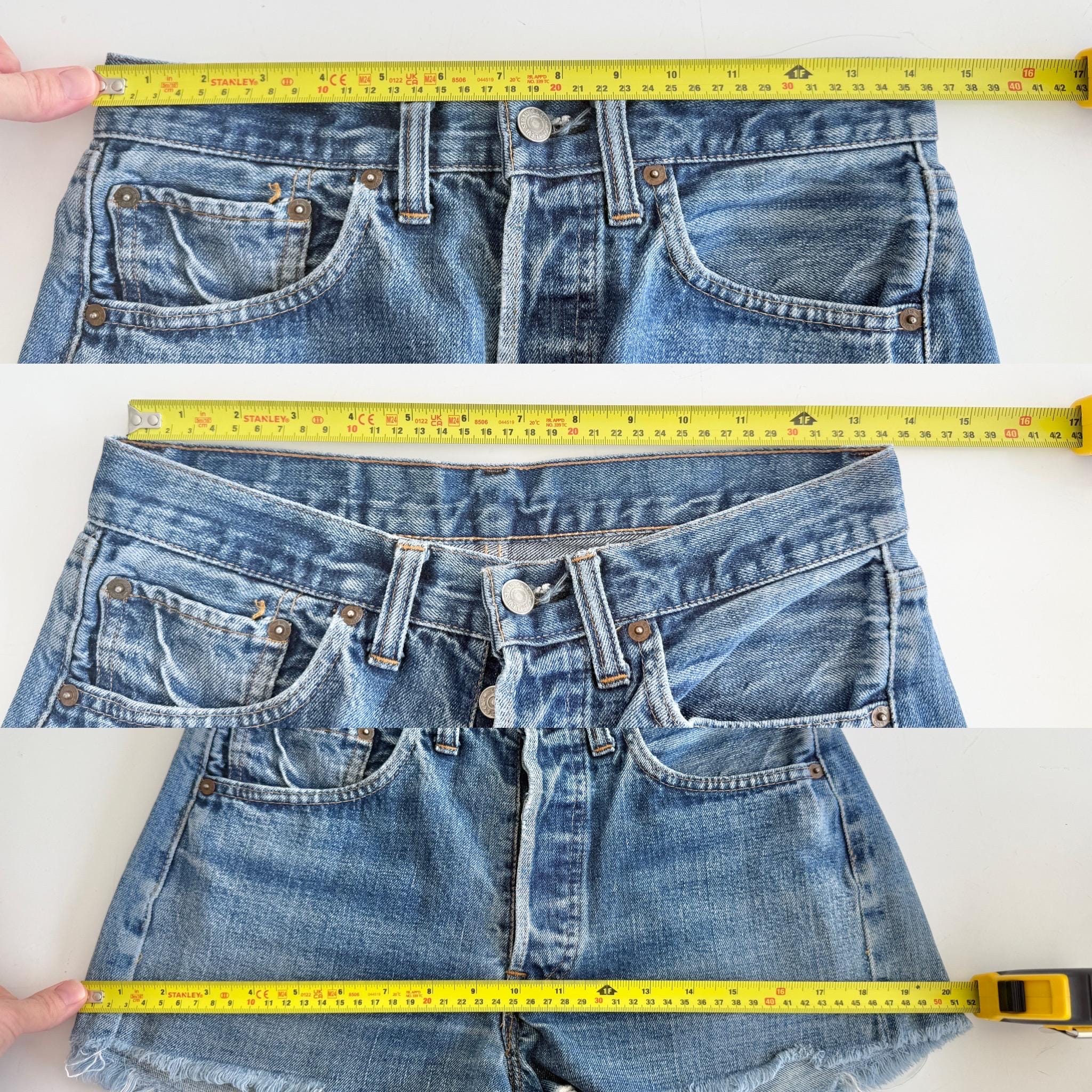 W27 selvedge Levis 501 vintage shorts 26-28” measured waist medium faded blue made in USA 70/80s