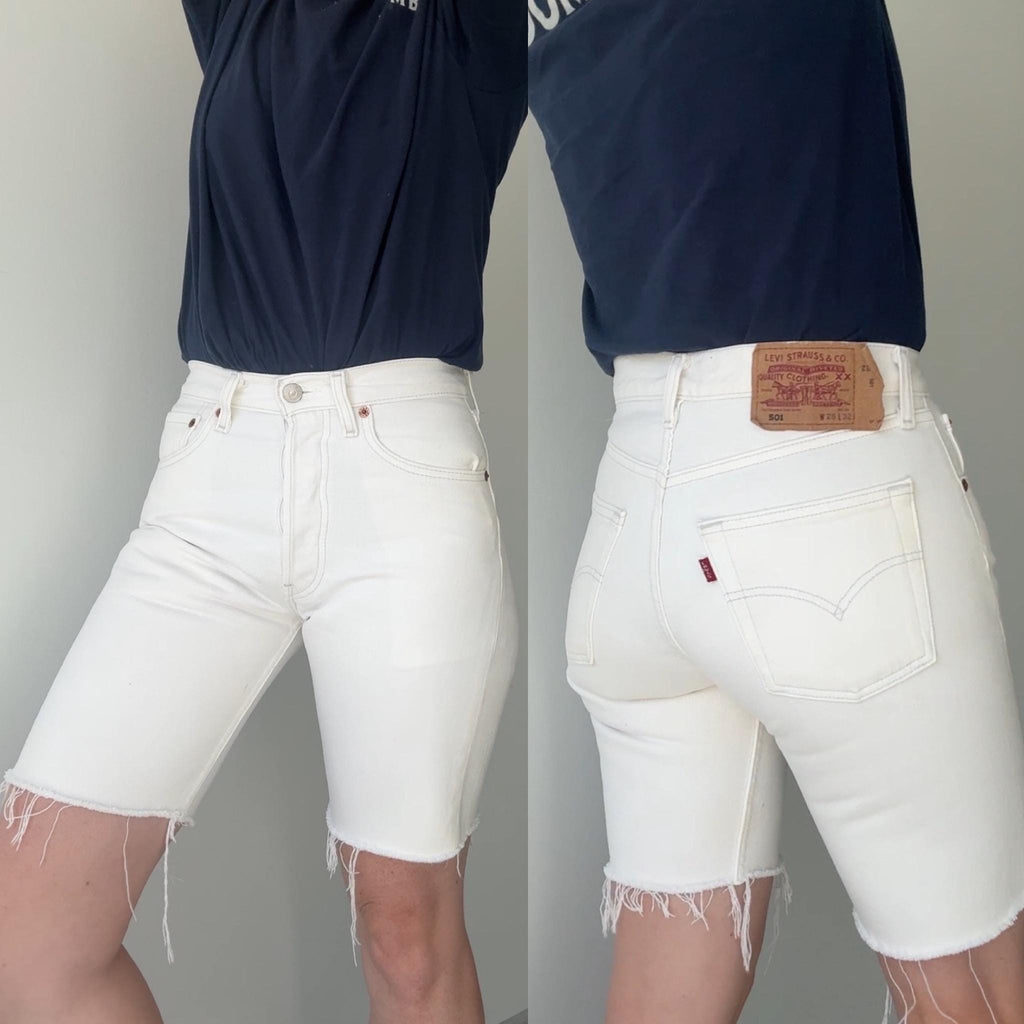 W28 white Levis 501 vintage shorts 27-28” measured waist made in Y2K