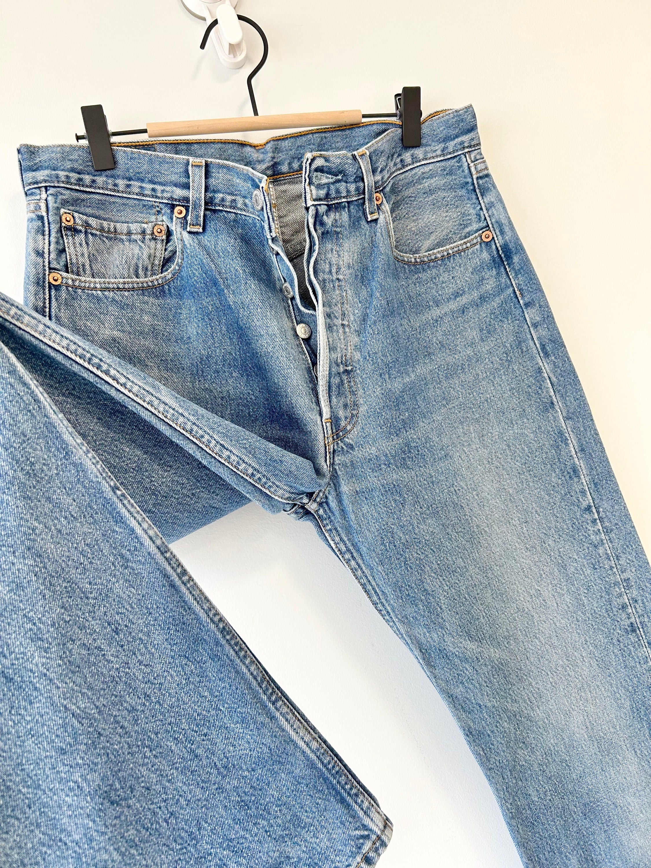 Levis 501 jeans w33 L33 raw blue faded dark blue denim 501 vintage Levi’s faded blue denim 501 vintage