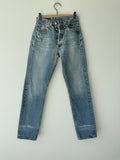 W26 L31 vintage Levis 501s 25/26” measured medium dark fade blue distressed 501s Y2K