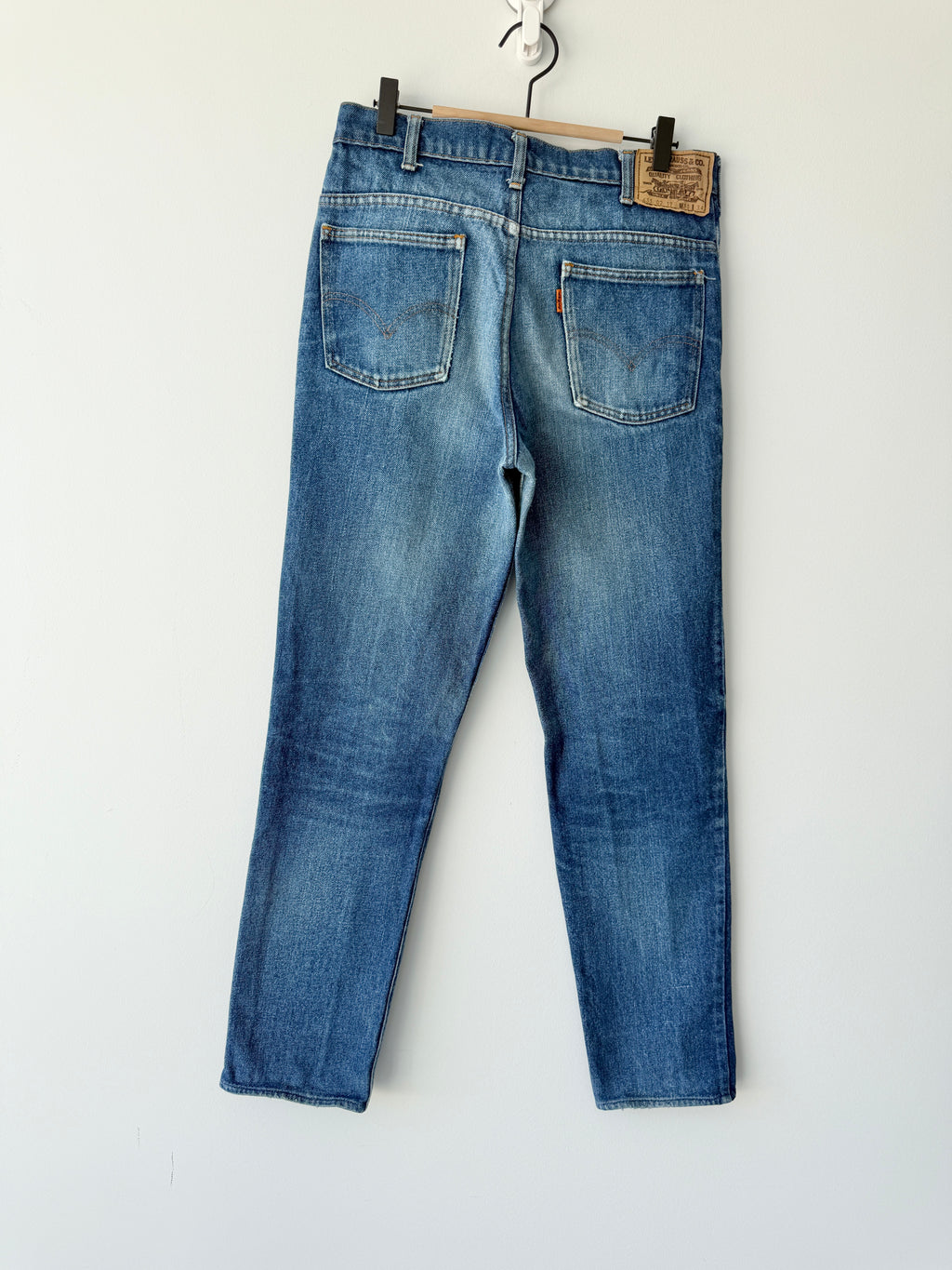 W29 L29 vintage Levis 631 28-29” measured dark faded blue denim orange tab 80/90s Levi’s 631s
