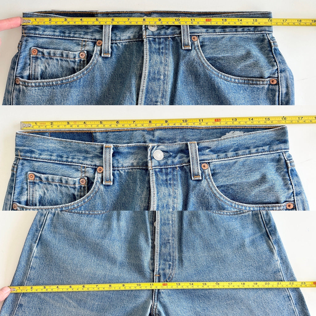 W32 L27 Levis 501 vintage faded blue denim made in 90s straight leg 501 vintage USA