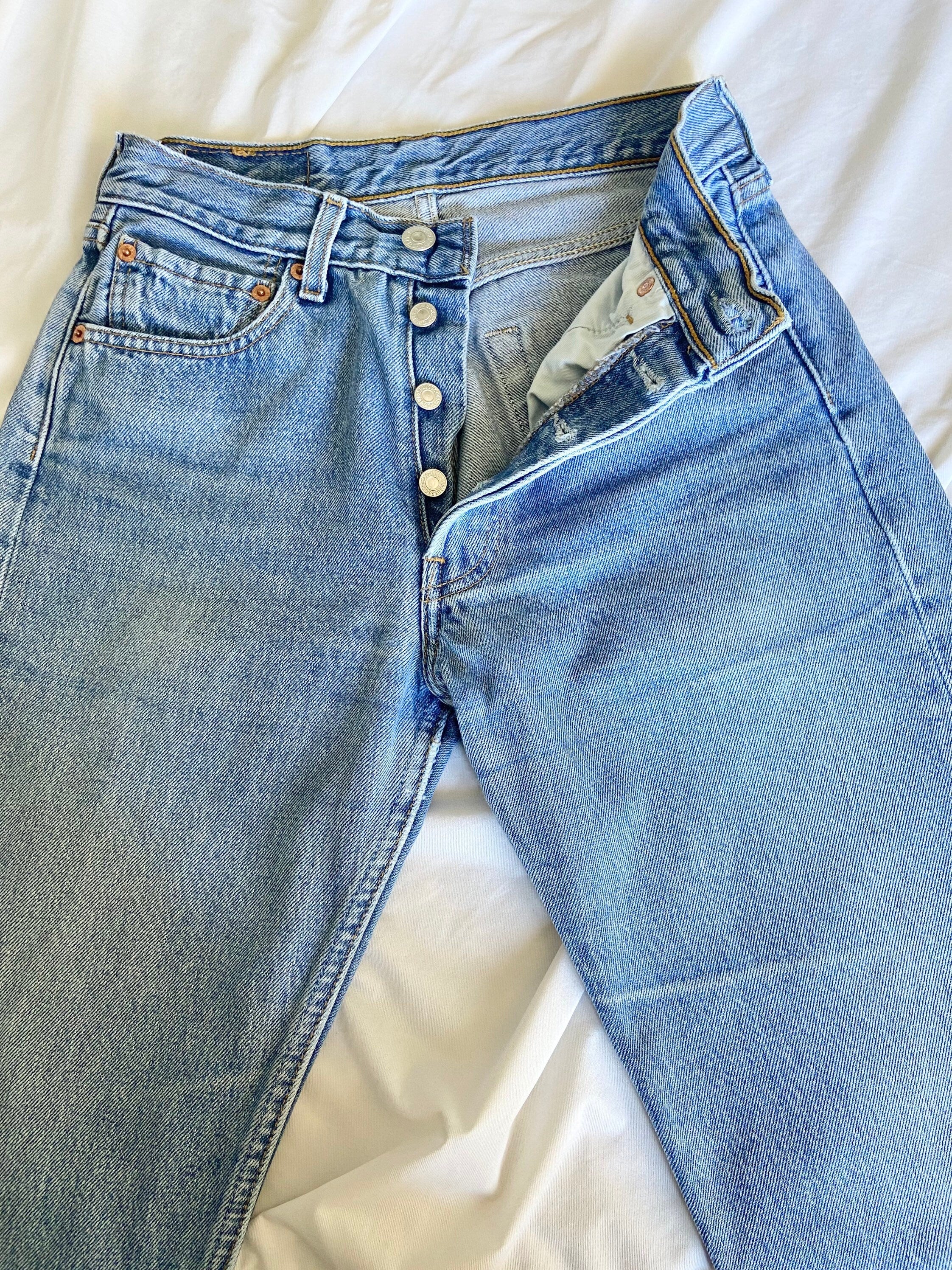 Levis 501 jeans w25 L32 raw blue faded denim faded blue 501 vintage 501s