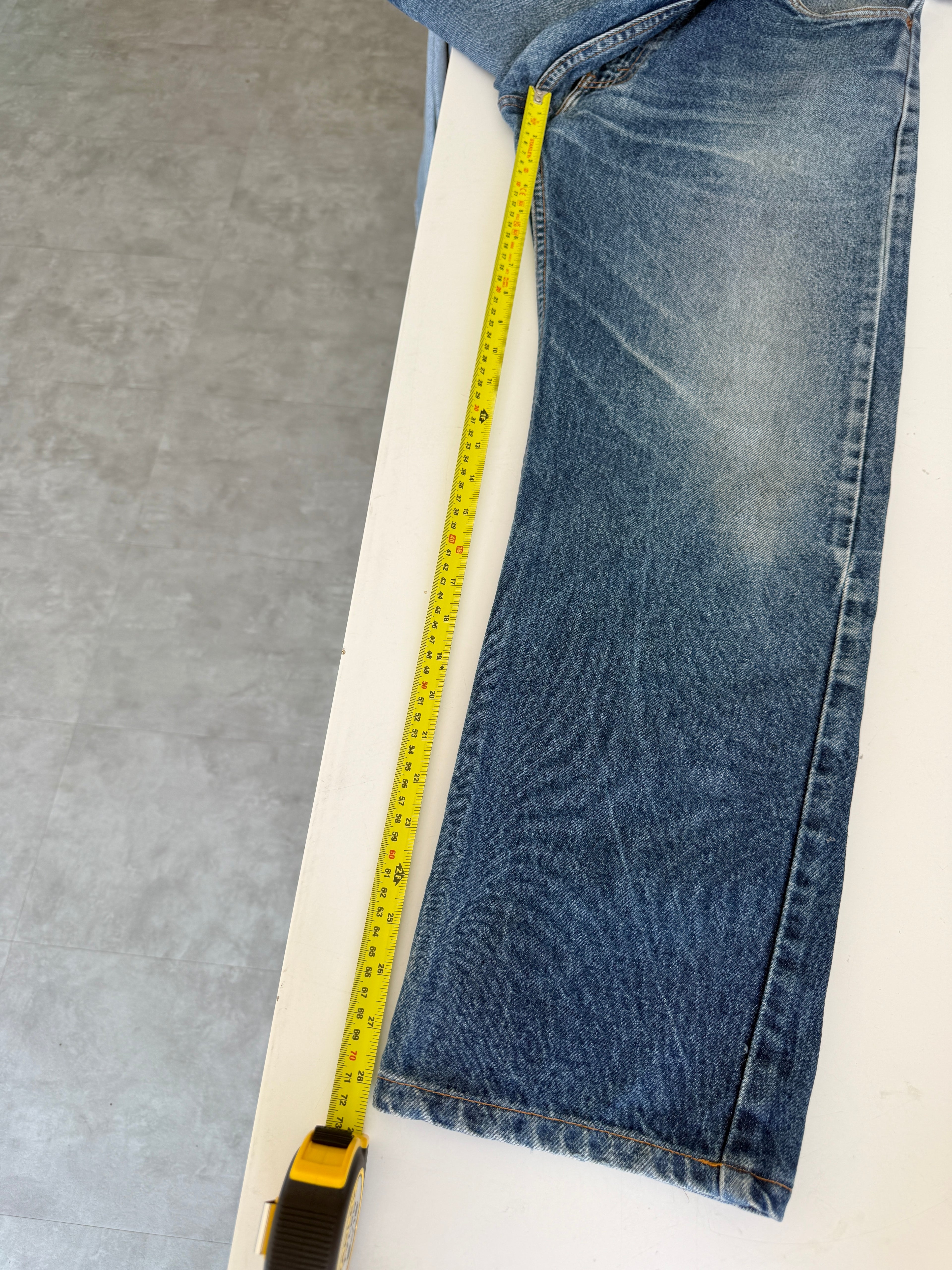 W32 L28 vintage Levis 505 30/33” measured waist dark faded blue orange tab 505s 90s USA