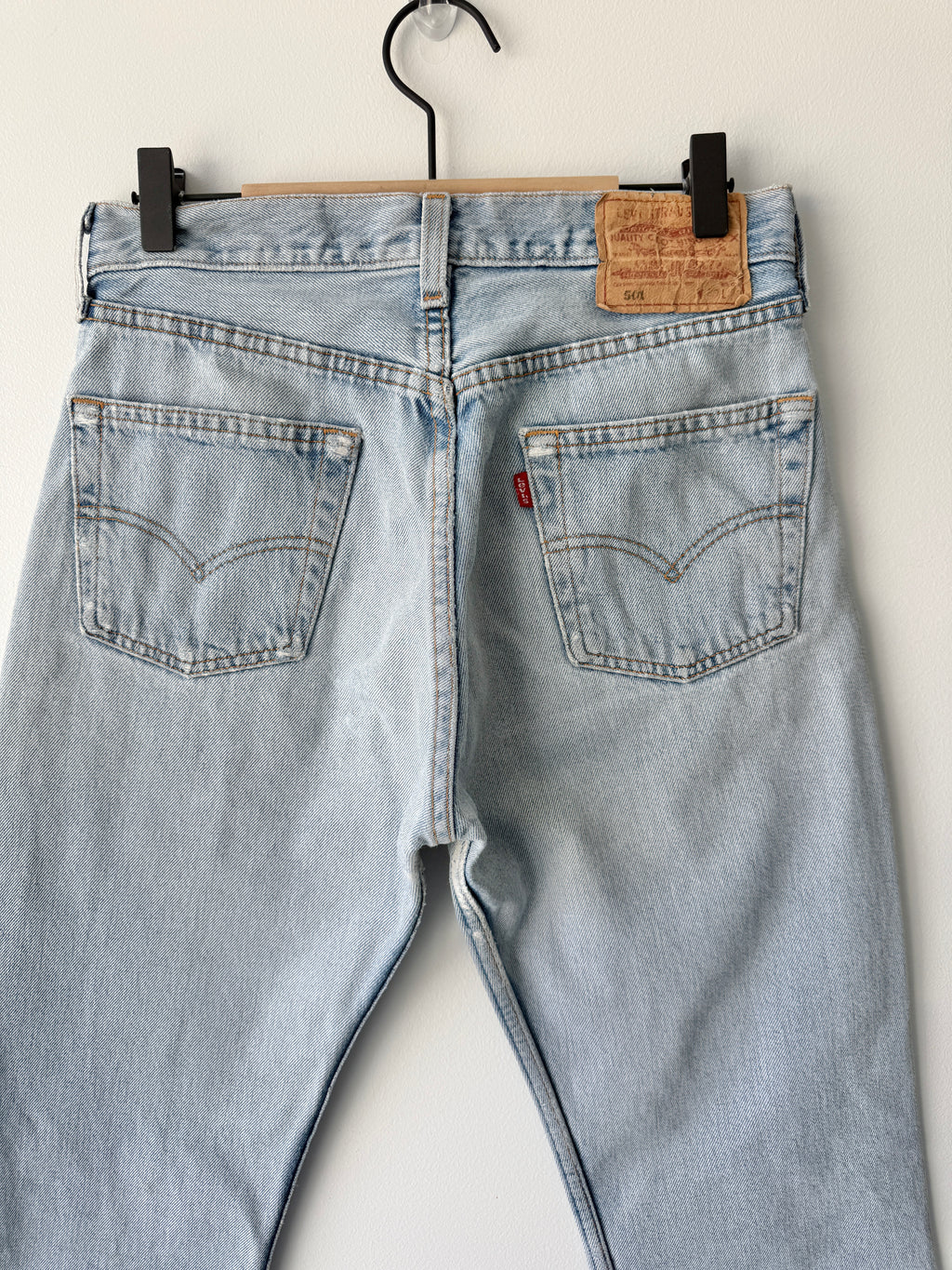 Soft W28 L30 vintage Levis 501s 28” measured light blue 501s 90s USA  distressed