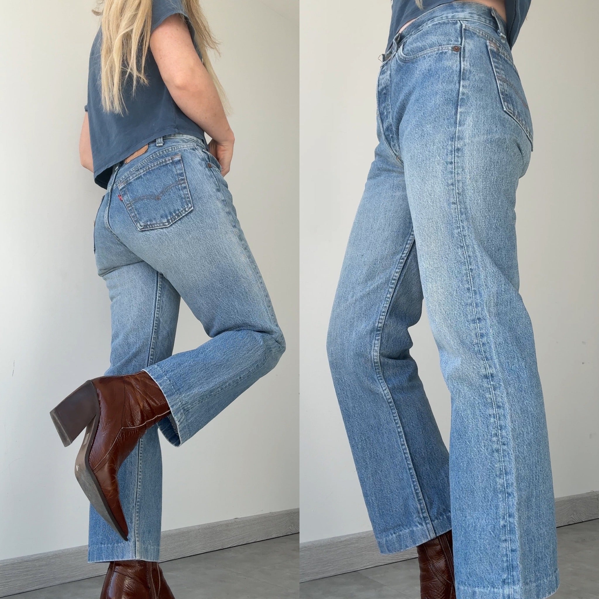 W28 L26 vintage Levis 501 26/28” measured medium faded blue denim 80s Levi’s USA 501s