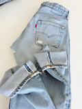 W29 L29 Levis 501 selvedge vintage 28-29” measured waist light blue faded blue made in 80s USA