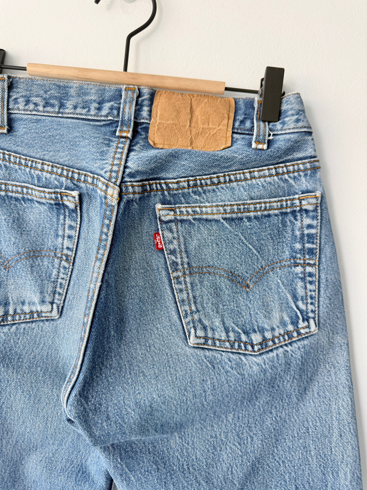Re done denim W25 L30 vintage Levis 501 medium blue 23/25” measured waist 501s 80s USA